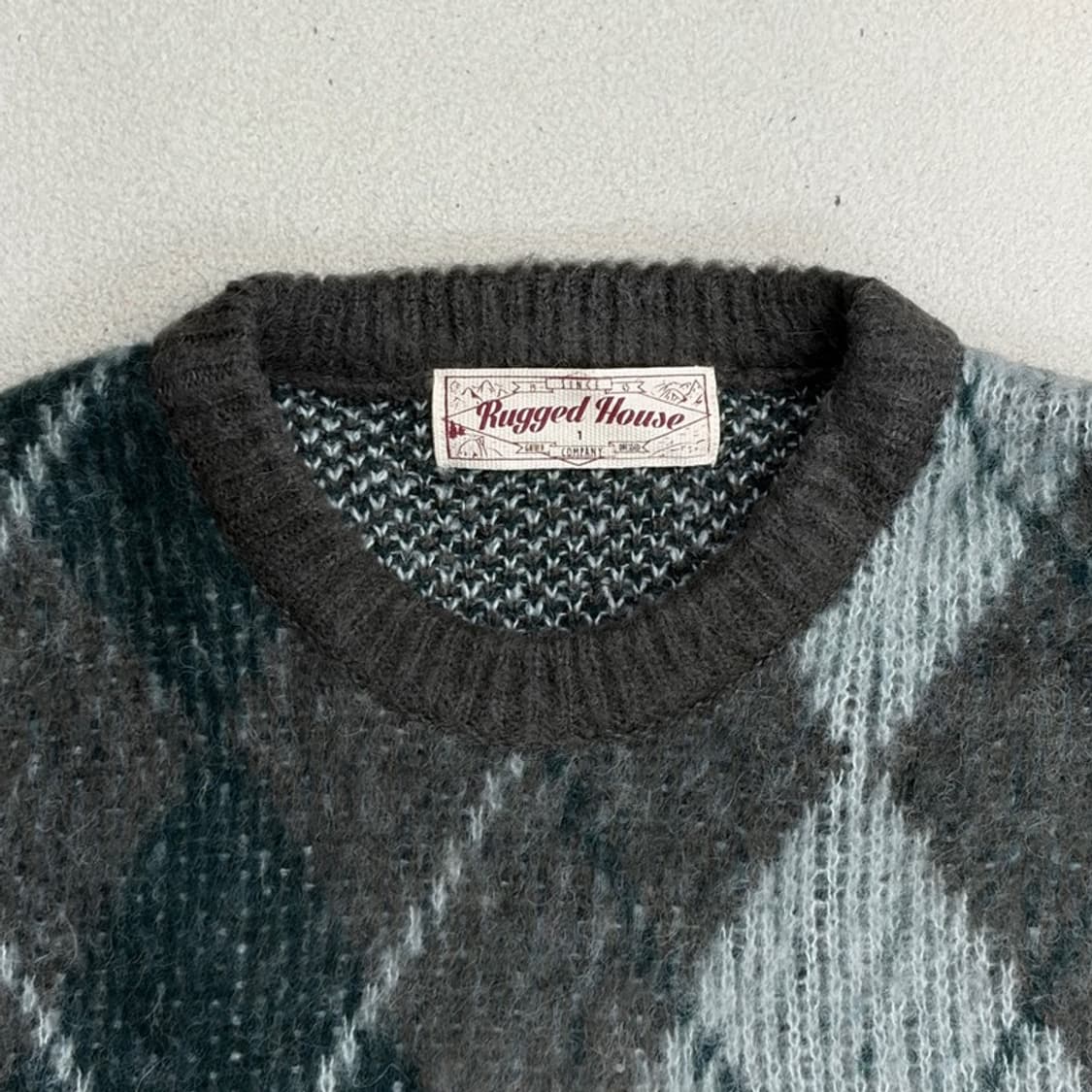 RUGGED HOUSE 브람스 아가일 헤어리 울 니트 그린 1 상품이미지3