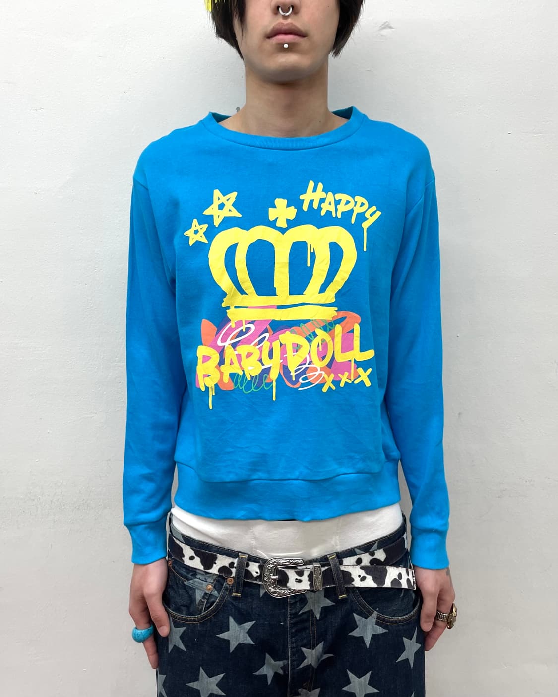 Baby Doll Crown Happy Blue Sweatshirt 상품이미지1