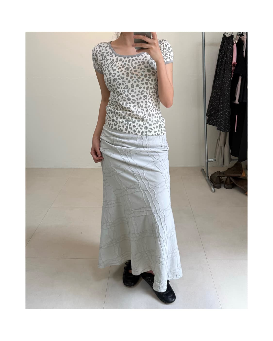 빈티지 레오파드 반팔 니트 상품이미지1