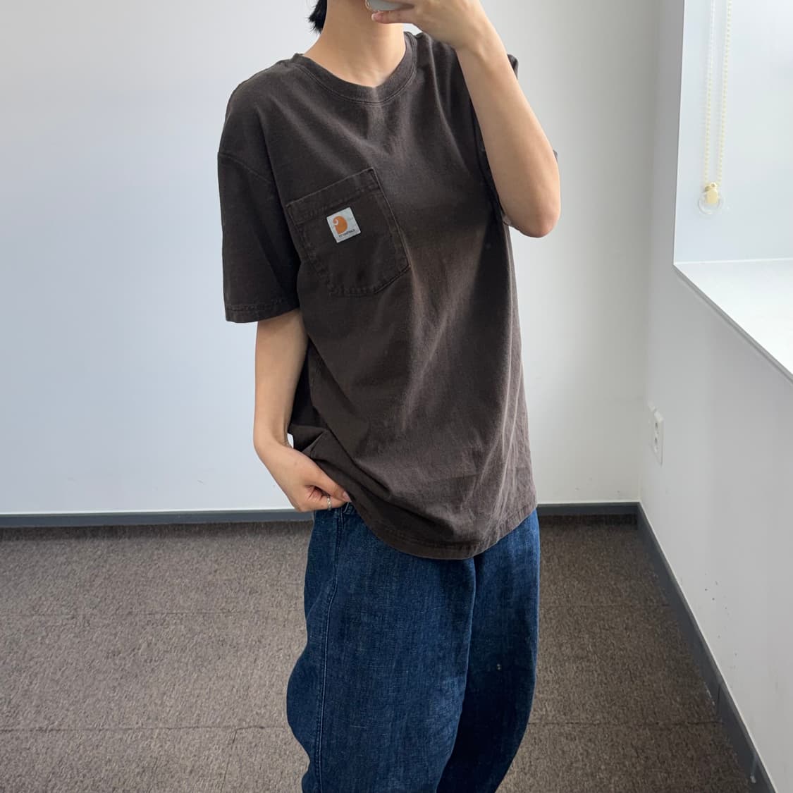 Carhartt 칼하트 원포켓 브라운 반팔 상품이미지2