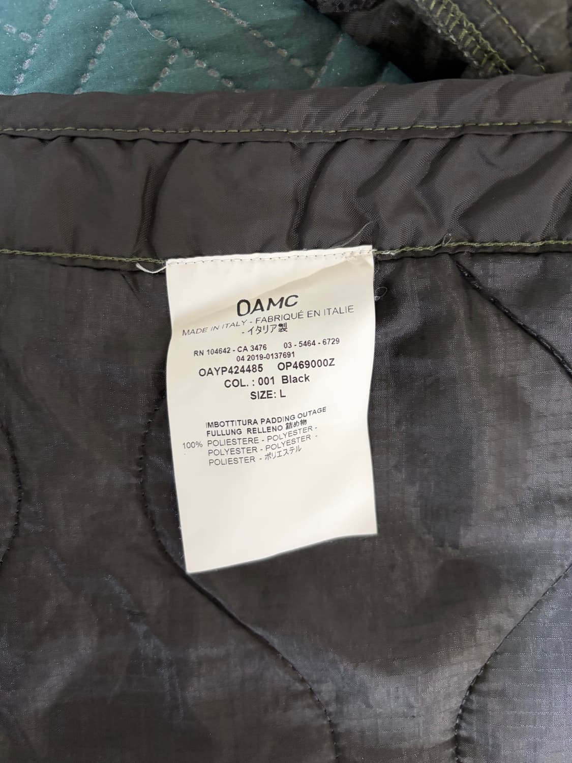 OAMC x 프라그먼트 라이너 검정 L사이즈 상품이미지4