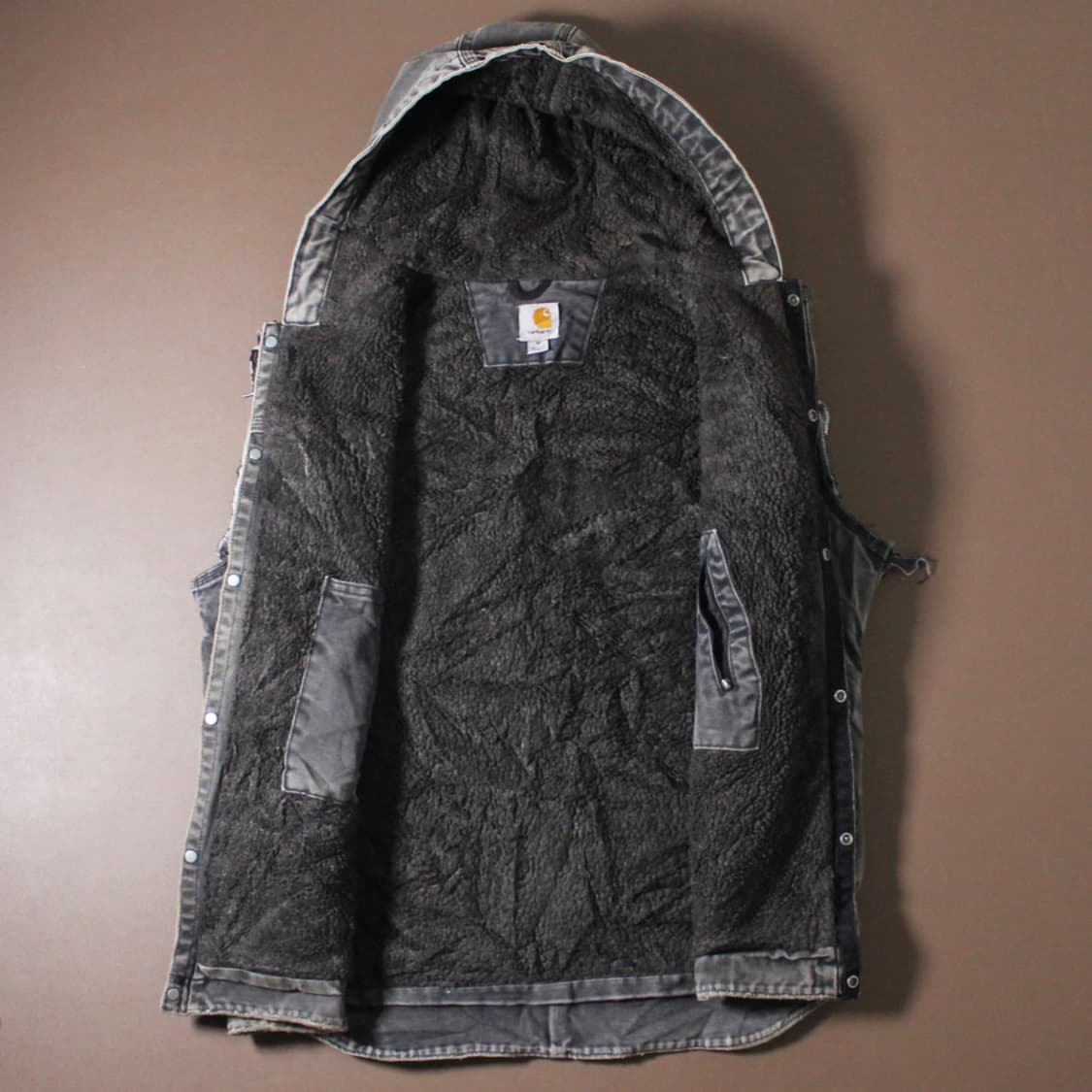 00's Carhartt 칼하트 J284 샌드스톤 덕 셰르파 후드 베스트 상품이미지4