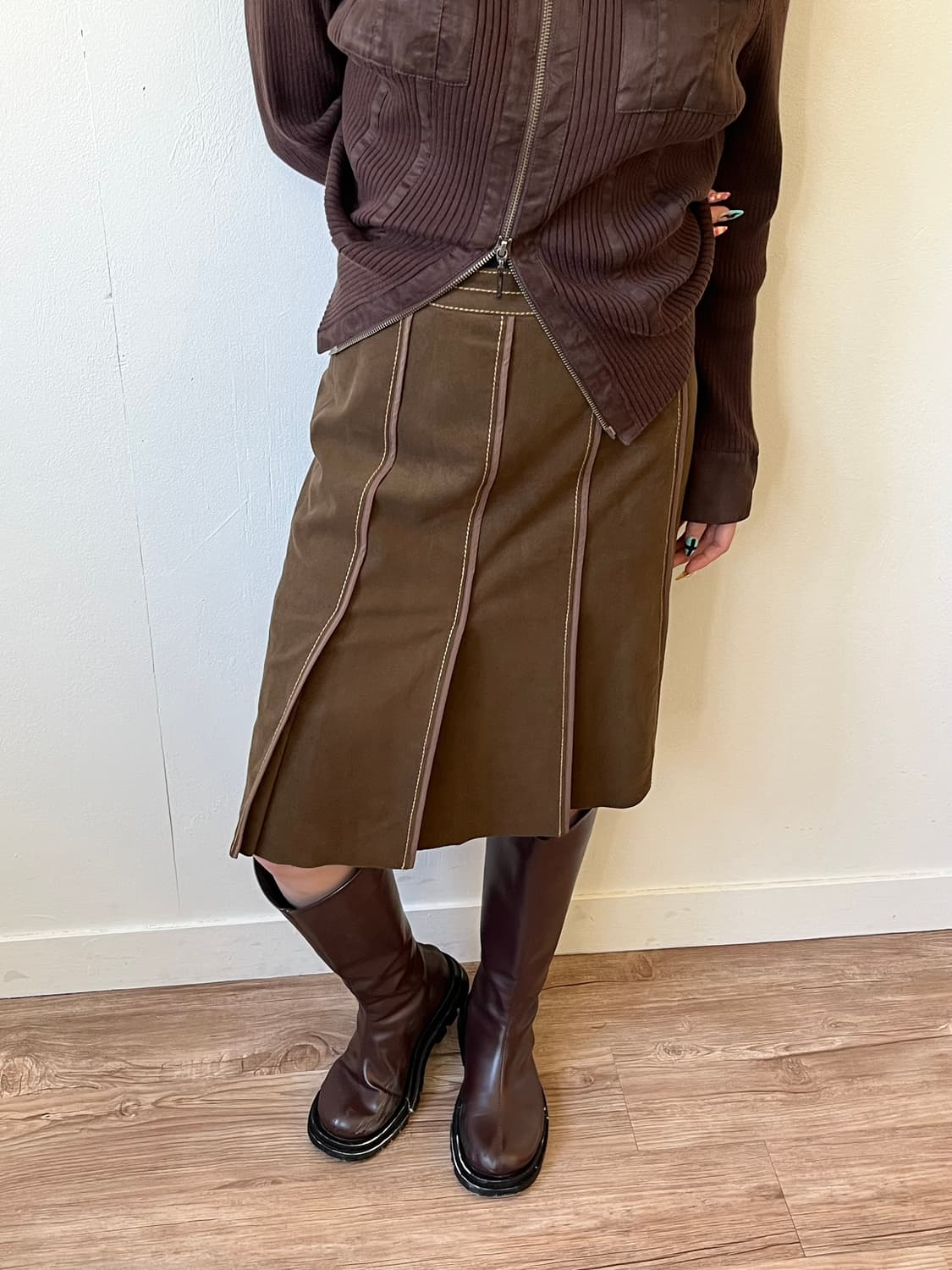 Cherissable 올리브 미디스커트 상품이미지5