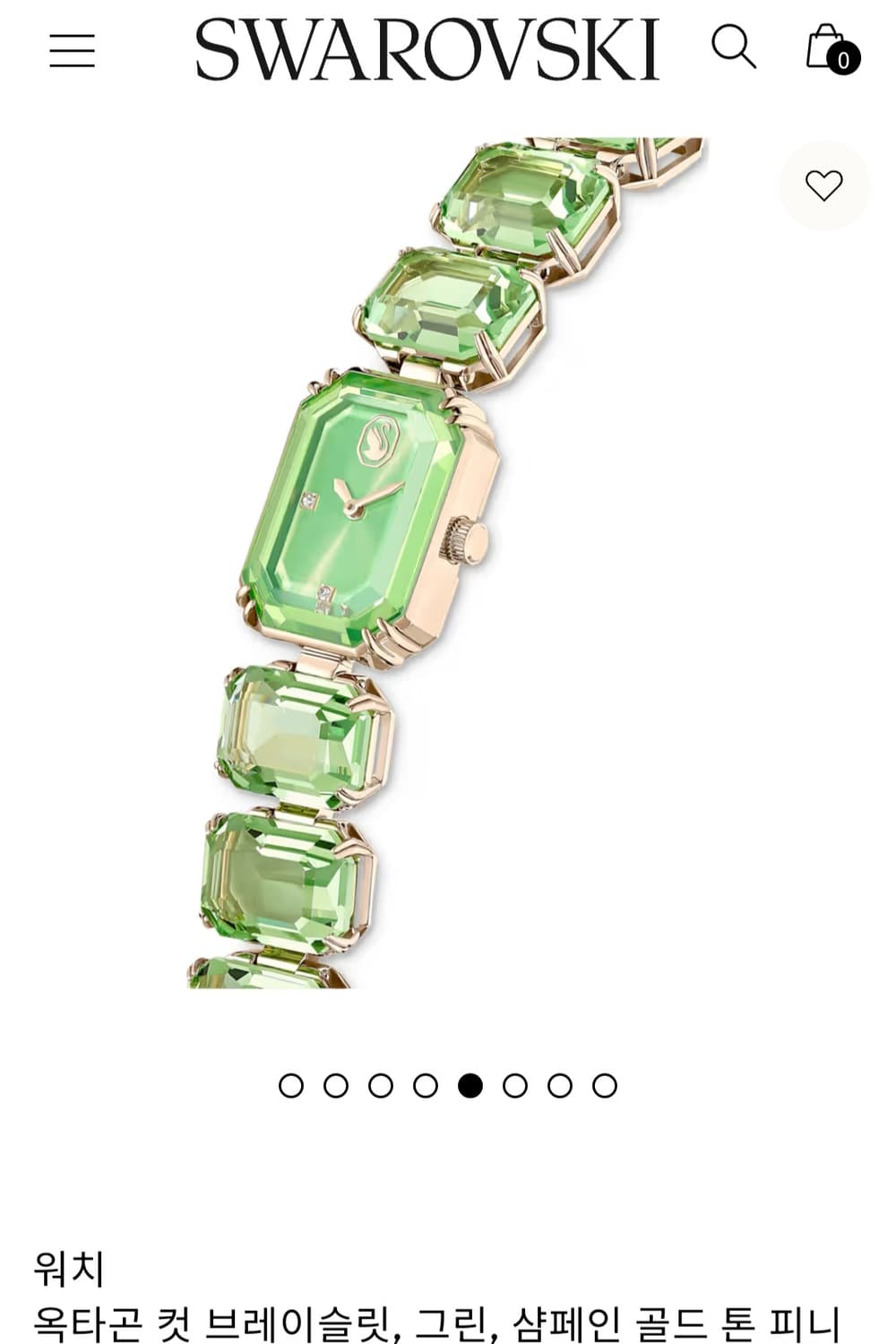 정가70만~새제품)스와로브스키 신형 그린 크리스탈 시계 정품 상품이미지4