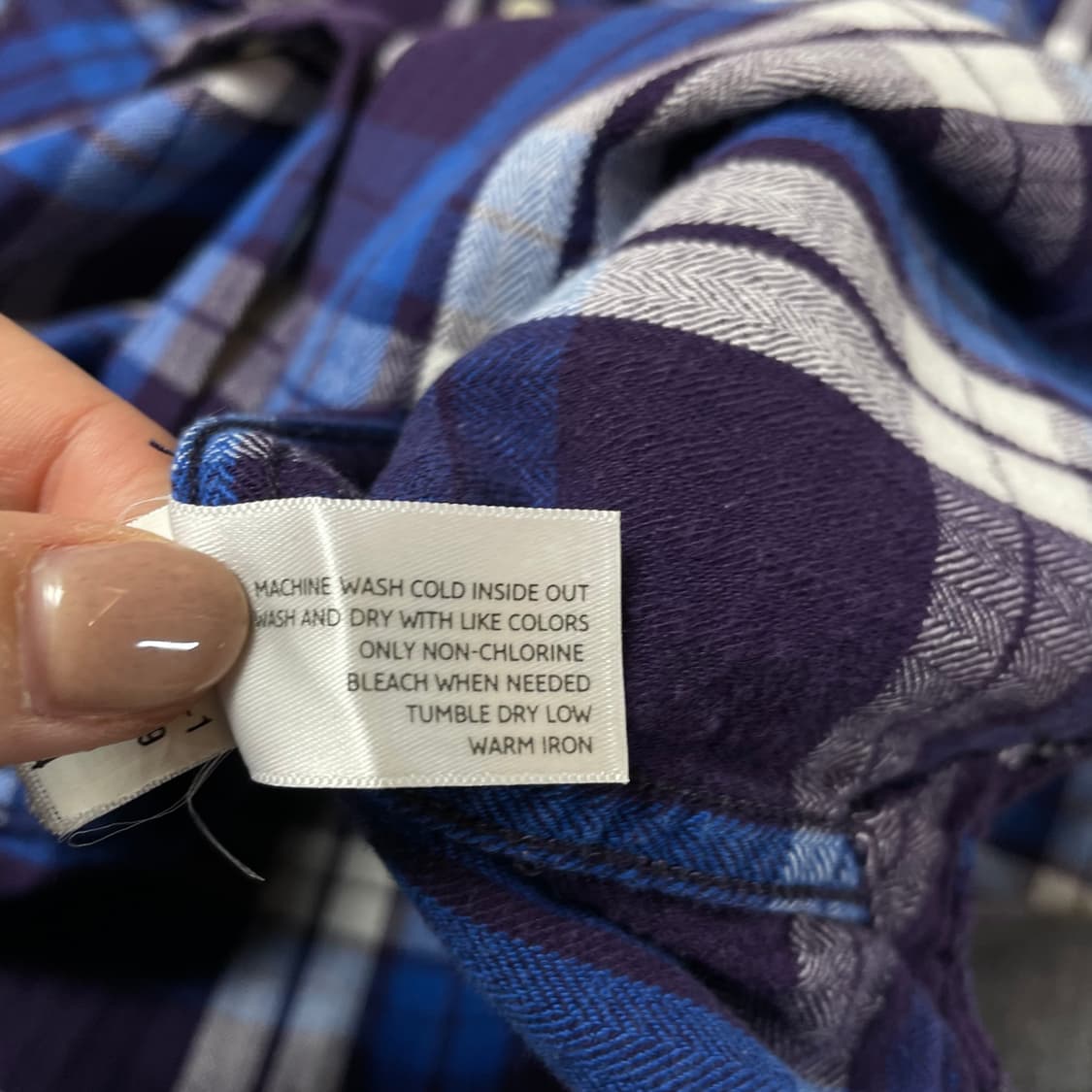 올드네이비 퍼플 블루 체크 긴팔 셔츠 M 상품이미지6