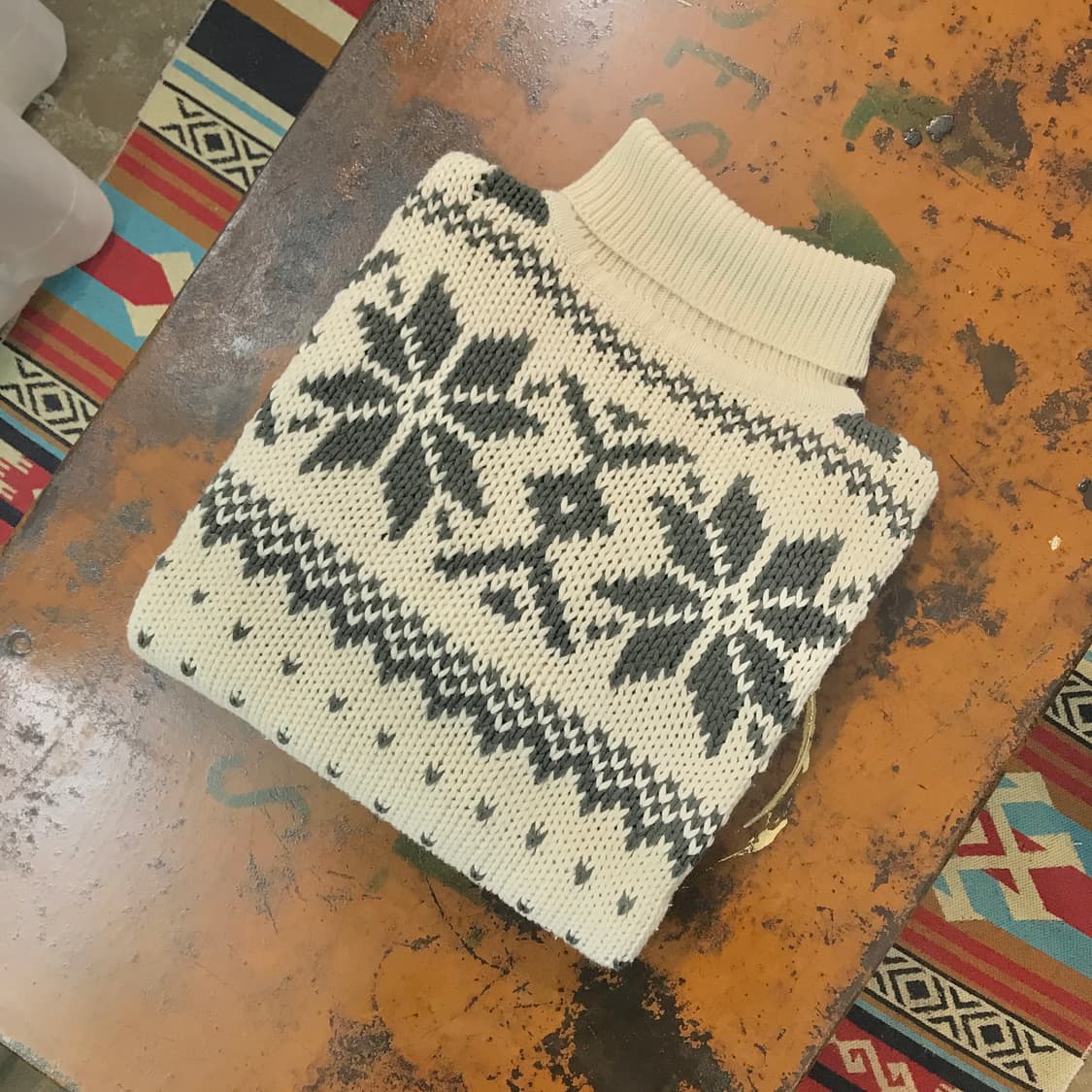 VTG 빈티지 노르딕 눈꽃 패턴 터틀넥 스웨터 남성 110 여성 오버핏 상품이미지1