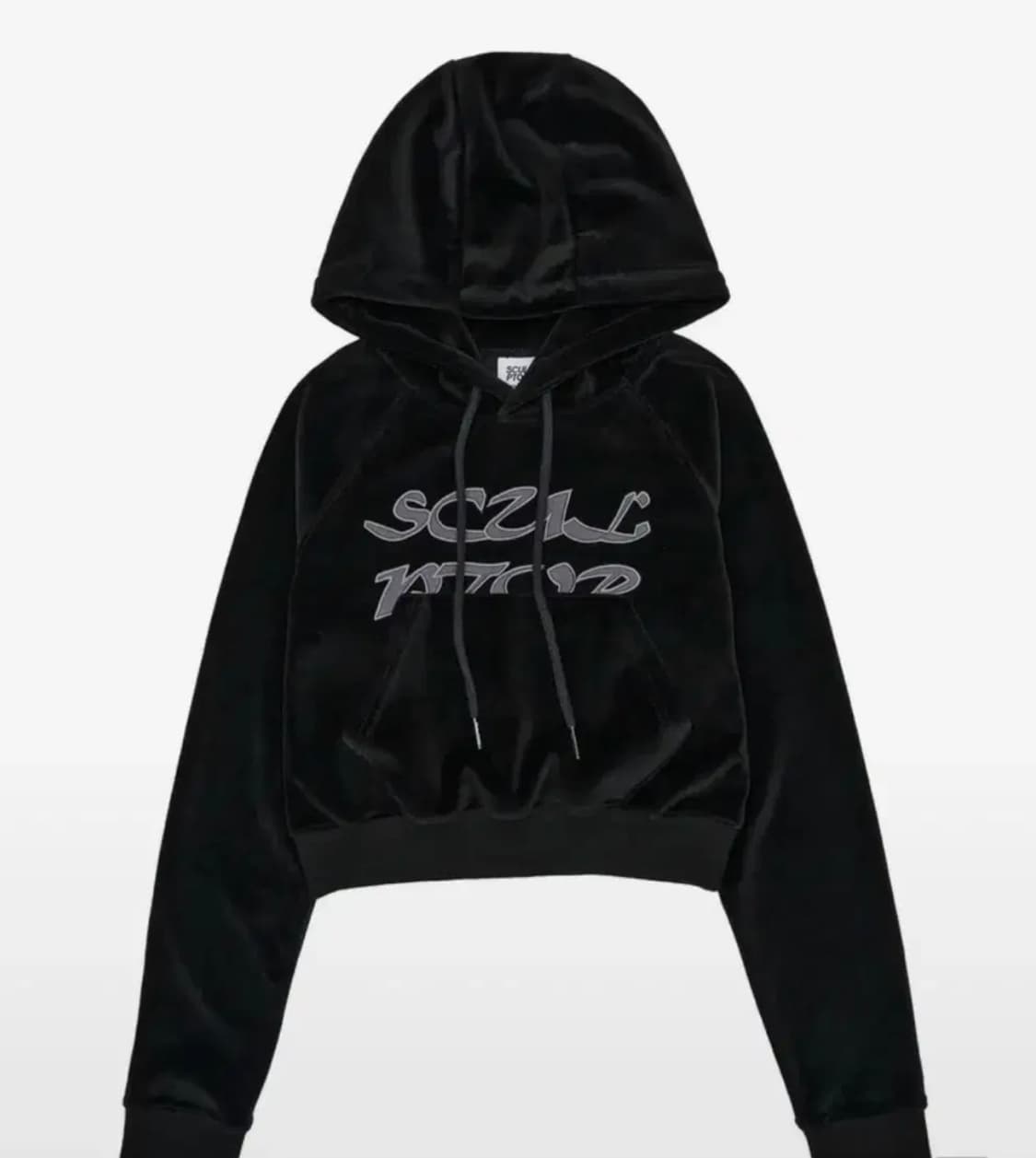 스컬프터 벨루어 아플리케 크롭 후디 상품이미지1