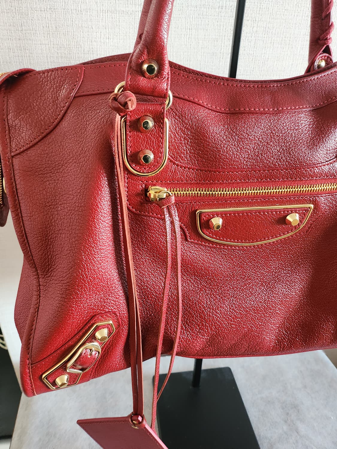 발렌시아가 모터시티백 미듐 메탈릭엣지 레드 상품이미지2