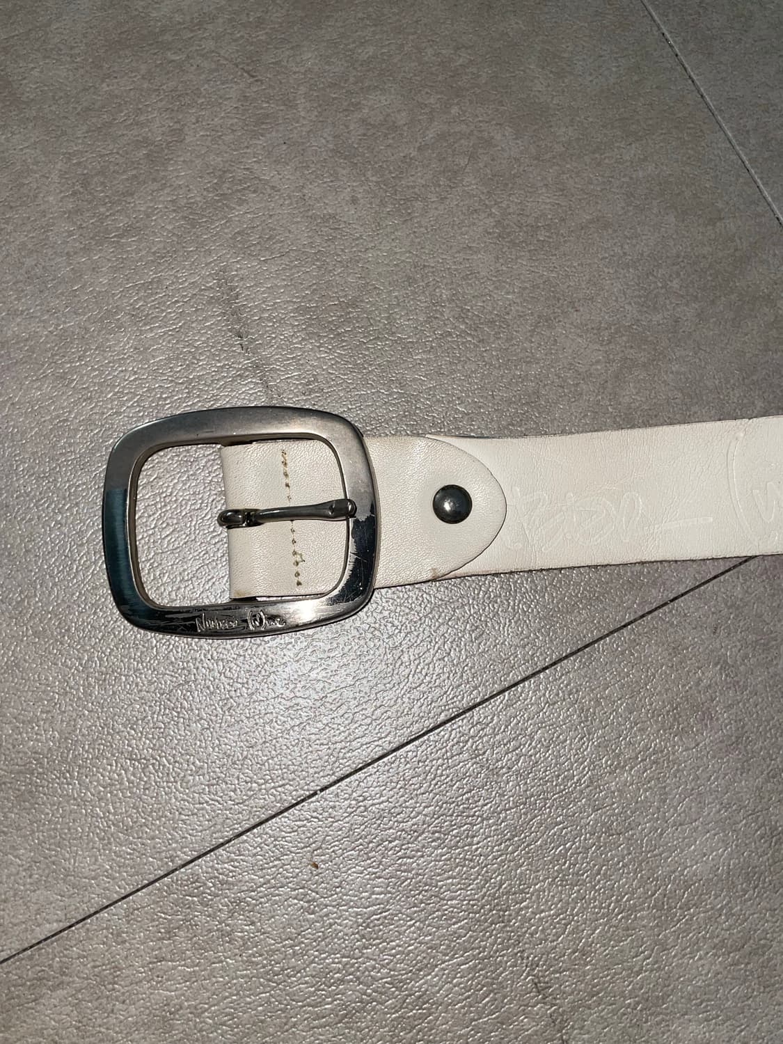 넘버나인 y2k 화이트 레더 벨트 상품이미지2