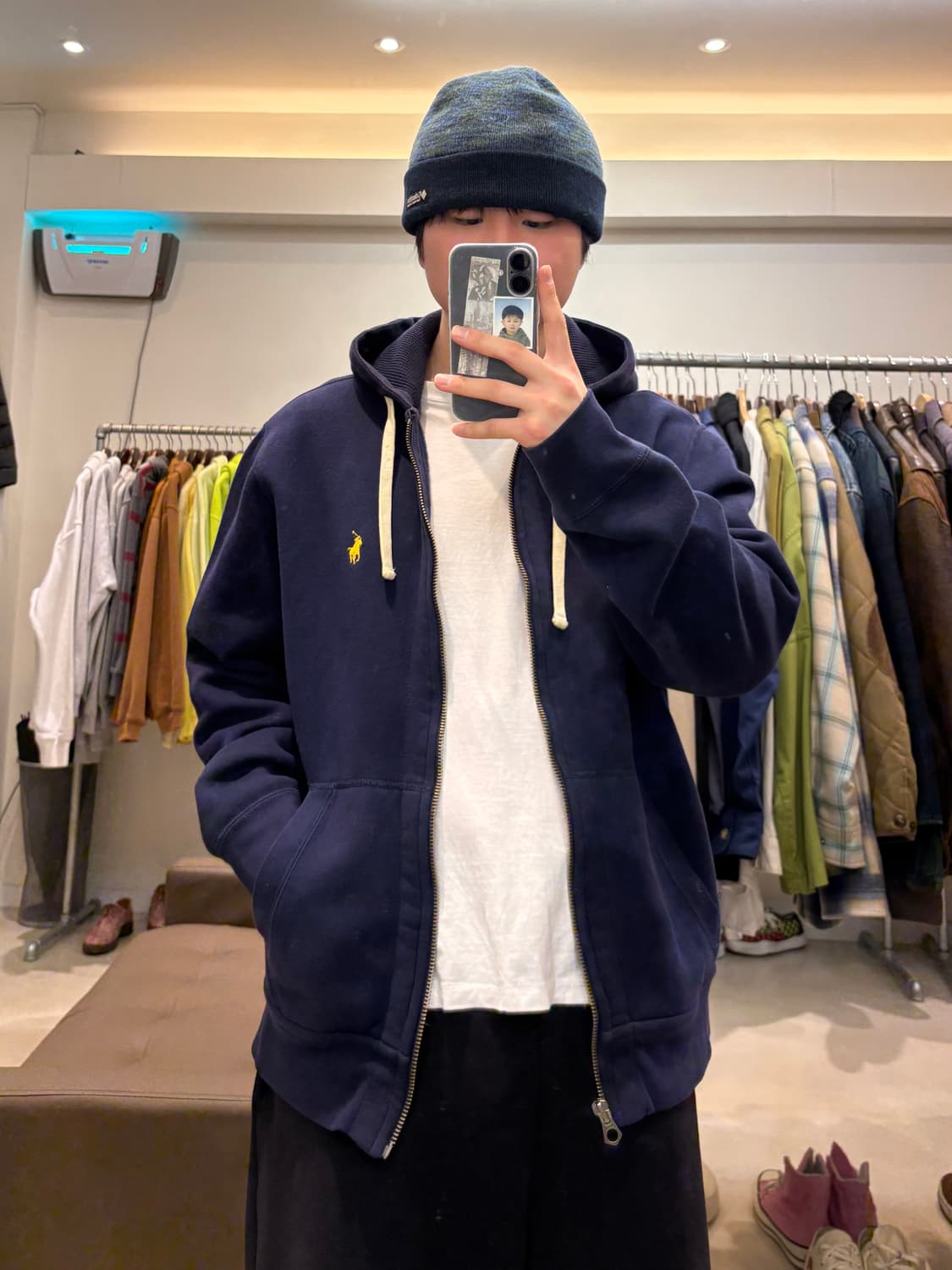 폴로 랄프로렌 와플 기모 후드 집업 상품이미지8