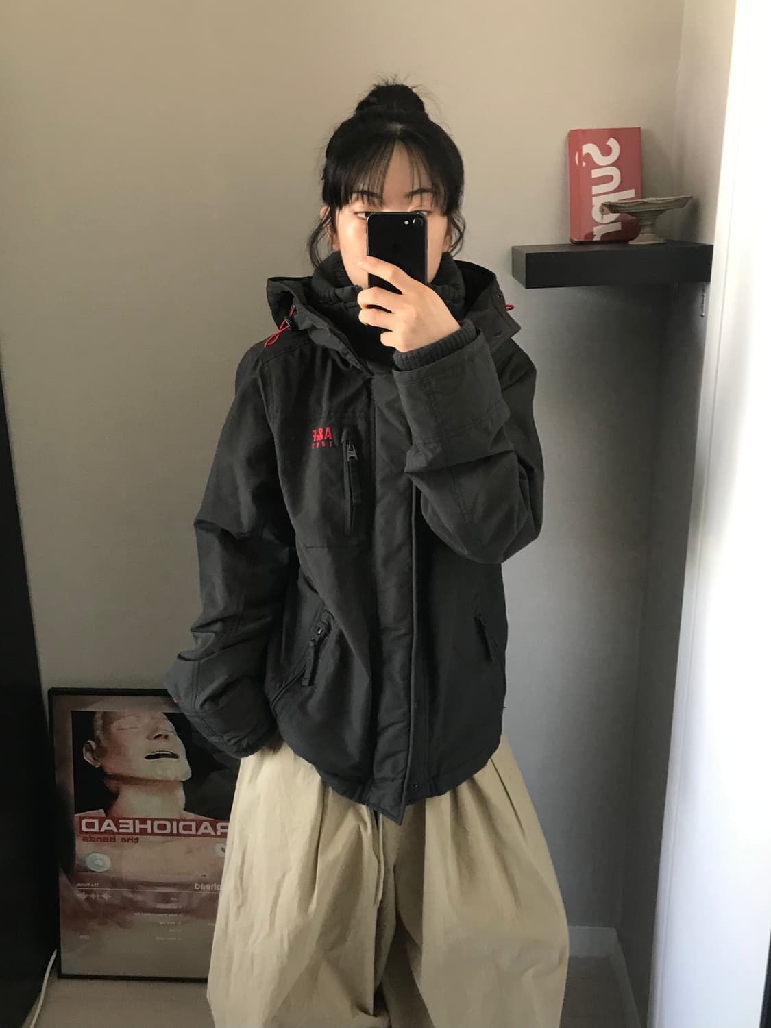 아베크롬비 자수로고 블랙 헤비 자켓 상품이미지1