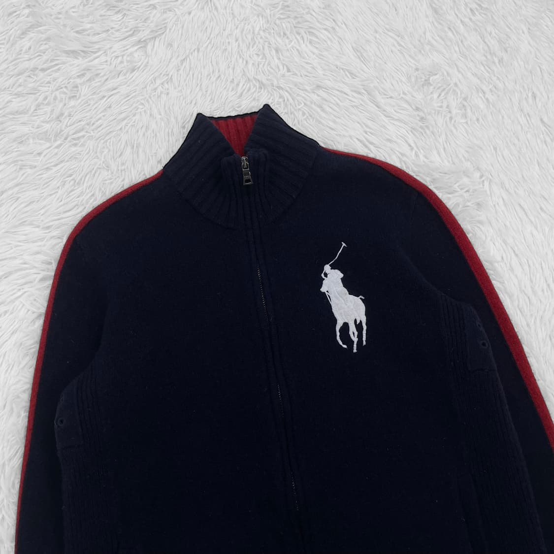 폴로 랄프로렌 빅 포니 Britain 니트 집업 네이비 레드 상품이미지6
