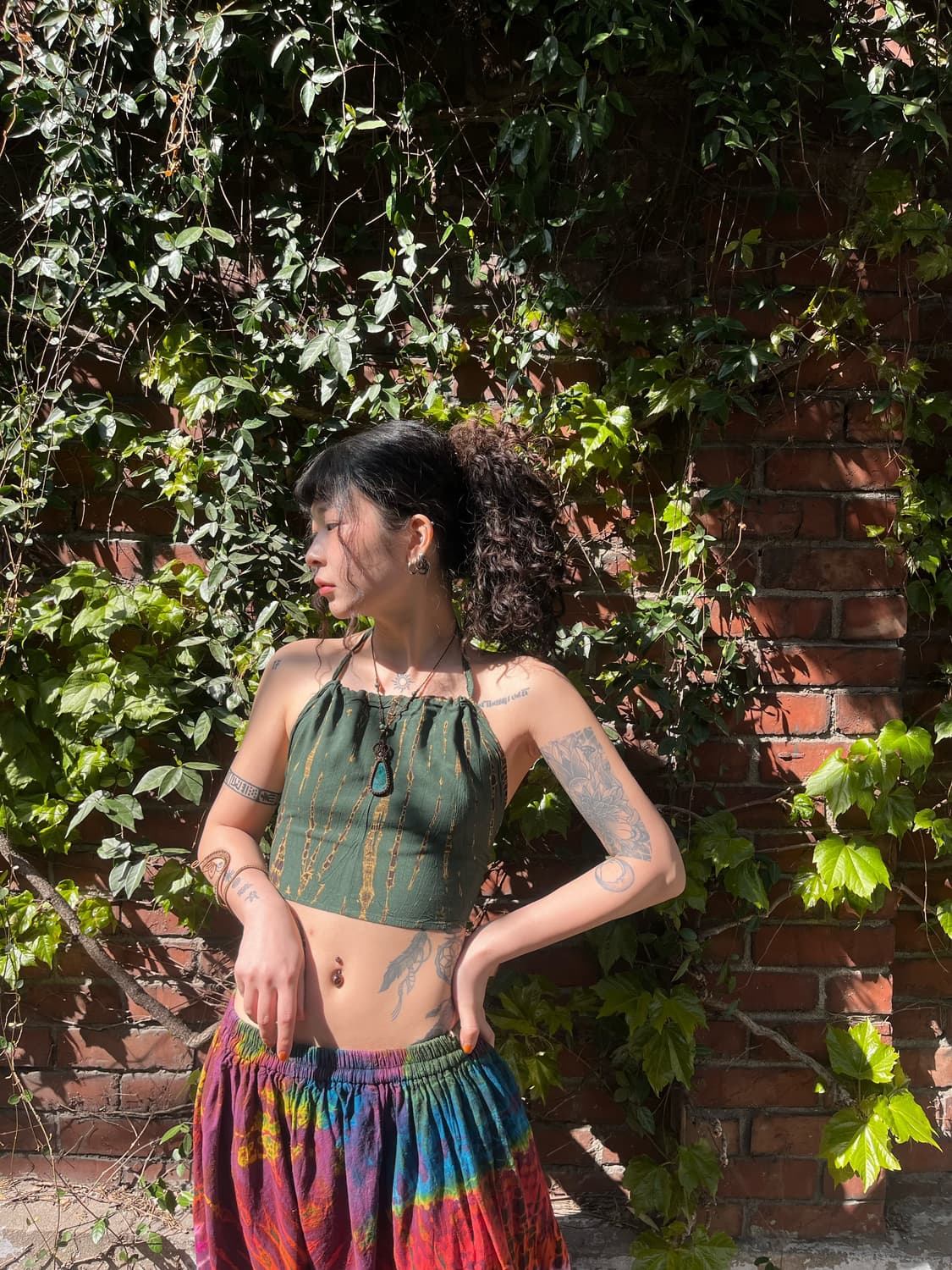 카키 그린 타이다이 홀터넥 상품이미지3