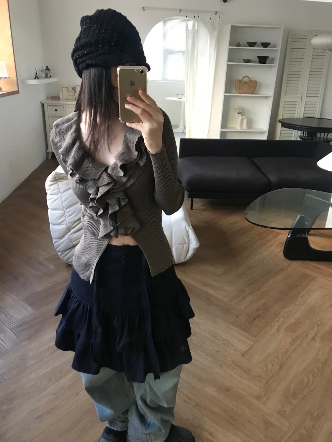 vintage navy frill skirt 상품이미지3