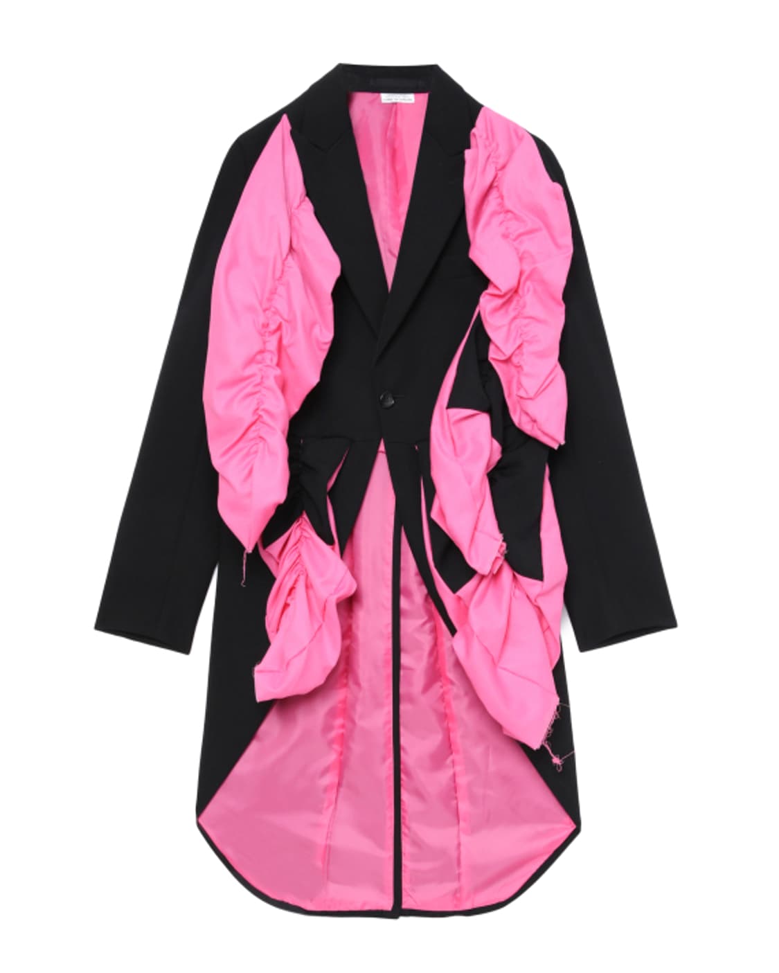 새상품 꼼데가르송 옴므플러스 핑크러플 블랙 롱 코트 S 상품이미지1