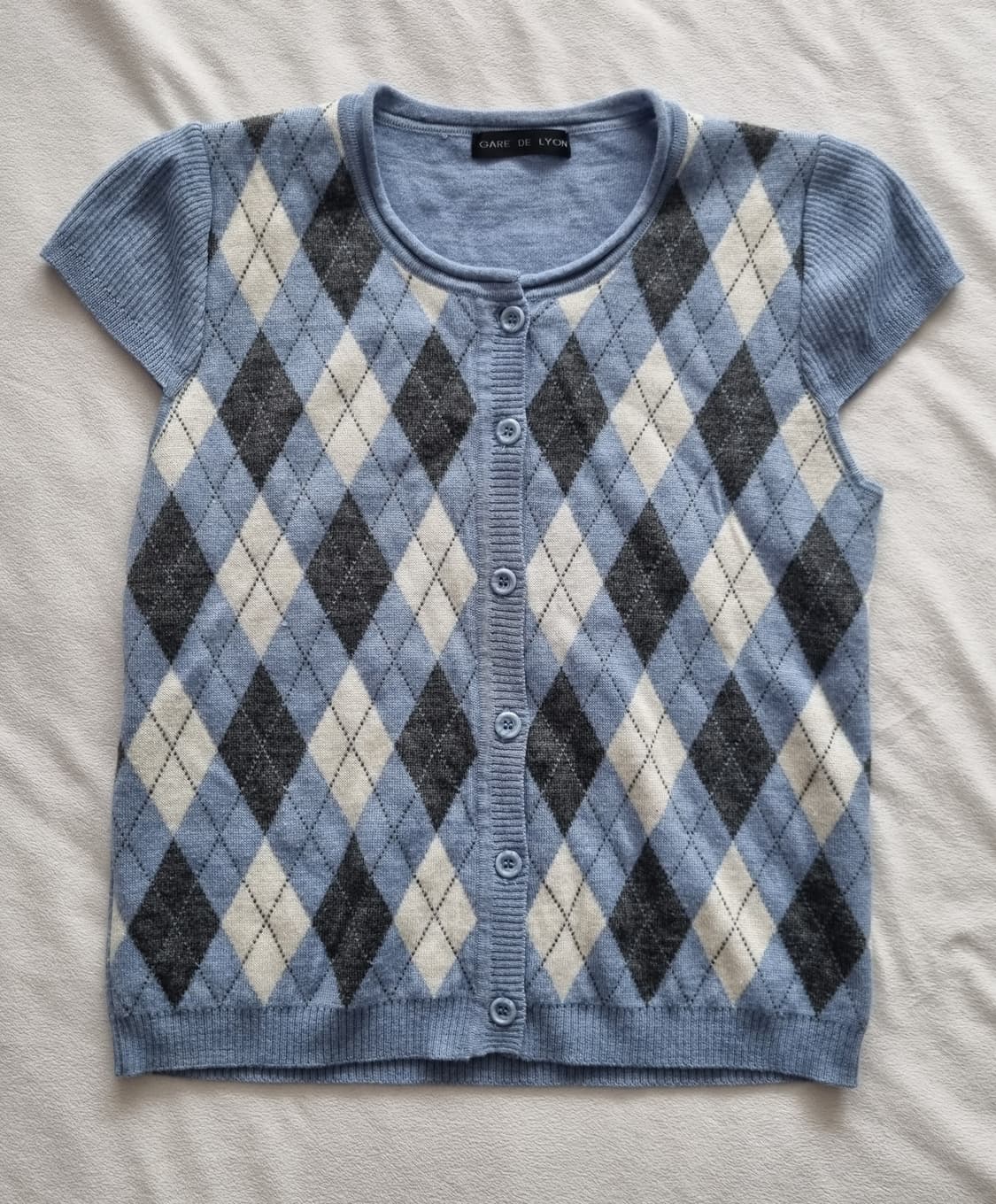 빈티지 모리걸 하구미 긱시크 아가일 탑 상품이미지1