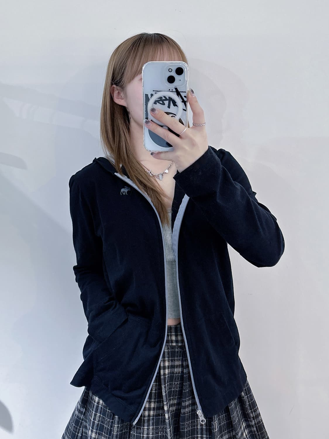 아베크롬비 자수로고 블랙 후드 슬리브 상품이미지1