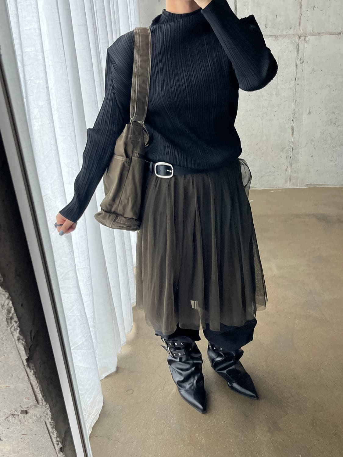 Rope 로페 더블 튤 스커트 다크 그린 상품이미지4