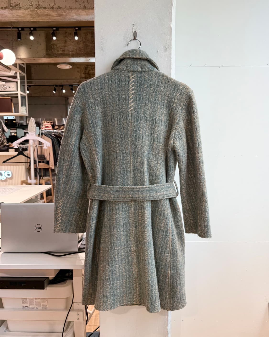 이세이미야케 블루 더블 벨티드 울 코트  상품이미지7