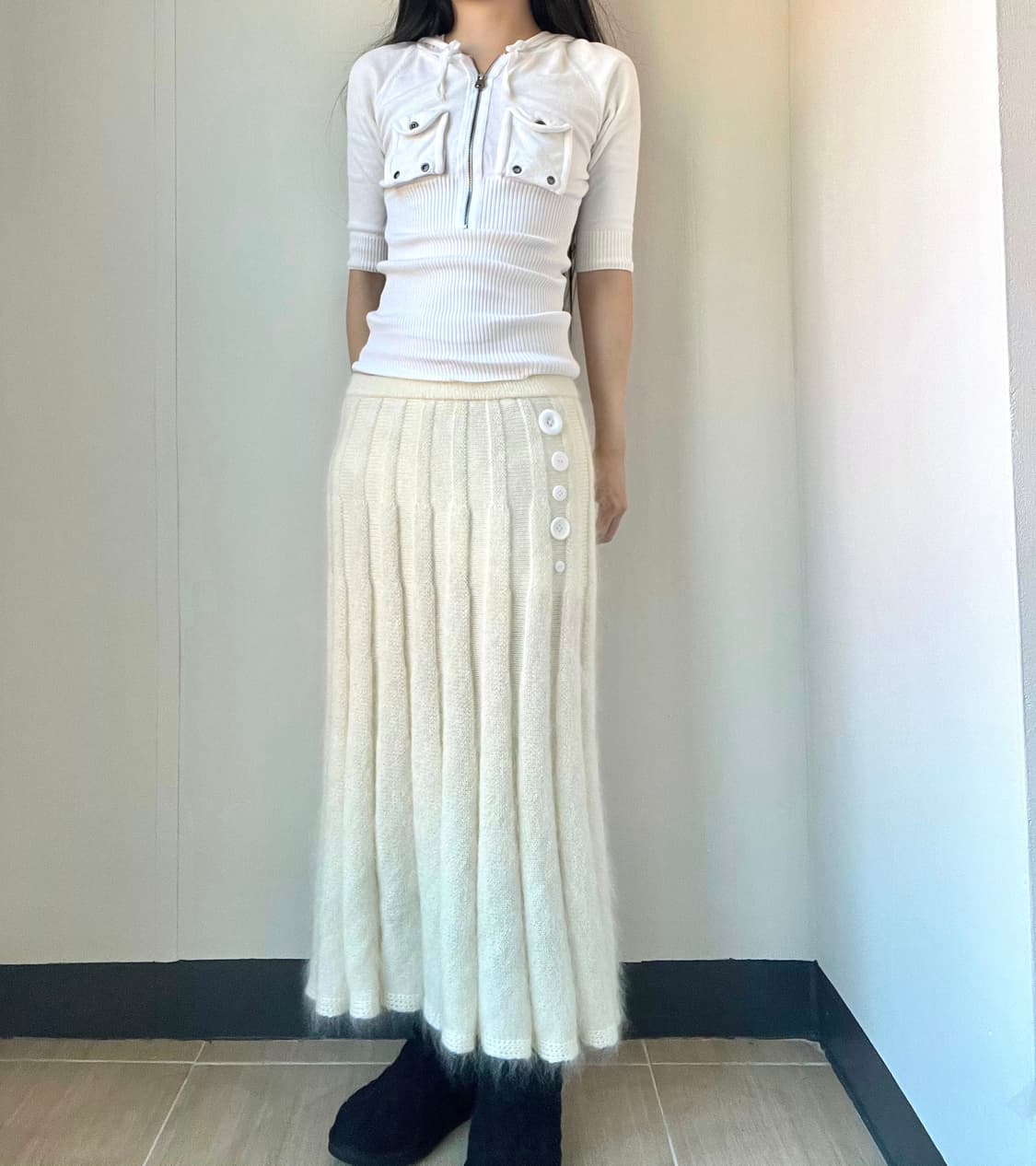 Hairy button knit skirt 상품이미지4