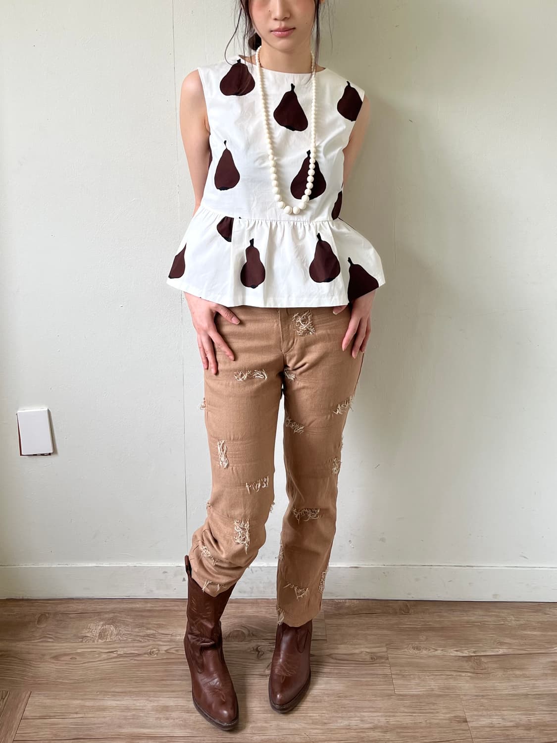 SKY-CONQUEROR 브라운 크랙 데님 팬츠 상품이미지7