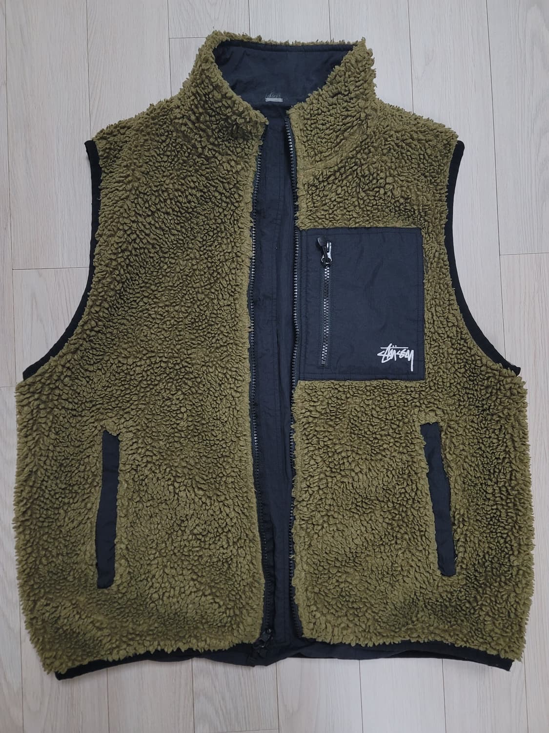 [M] 스투시 쉐르파 리버시블 조끼베스트 올리브 상품이미지1