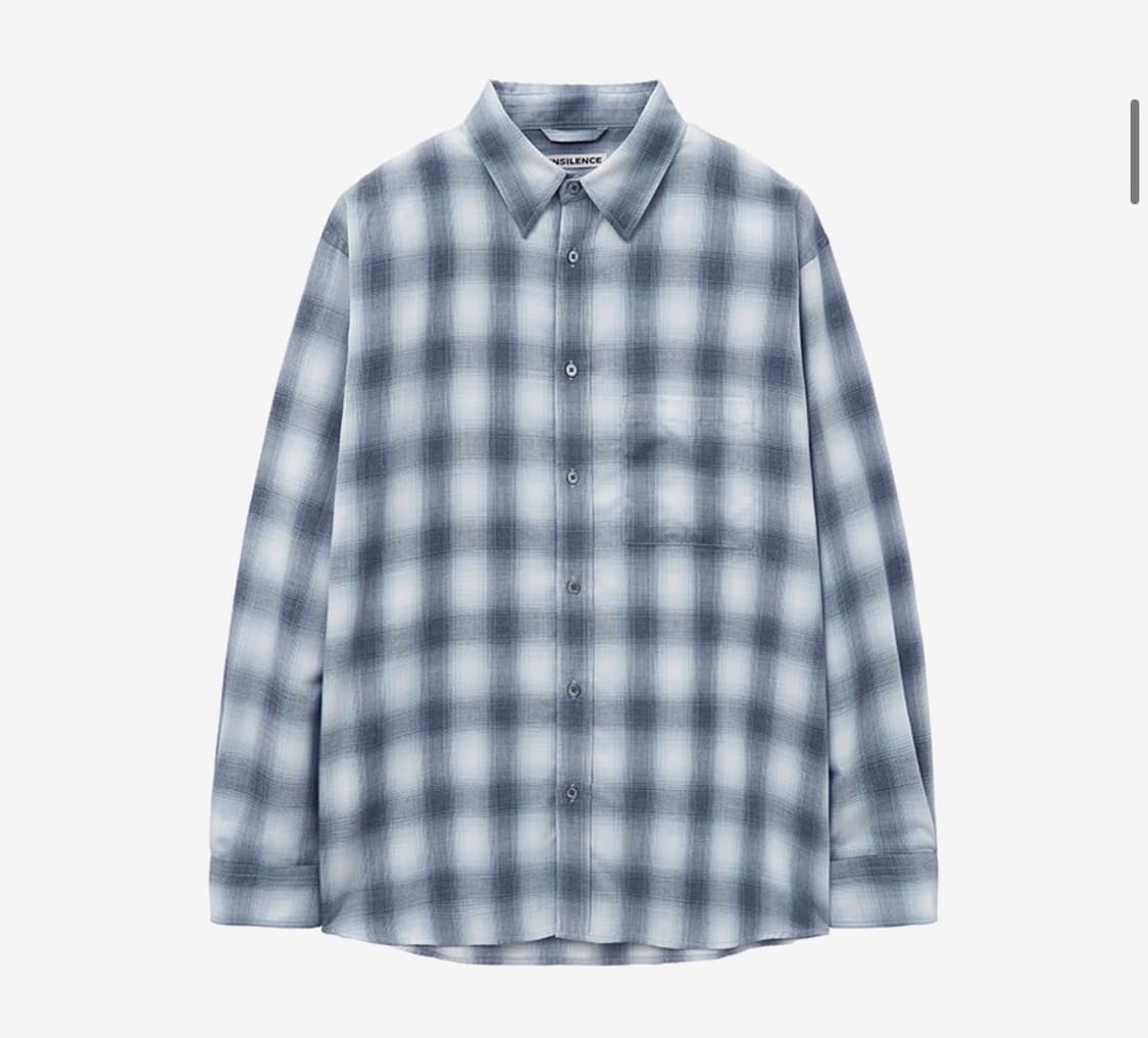 인사일런스 오버핏 체크 셔츠 GREY BLUE L사이즈 상품이미지1