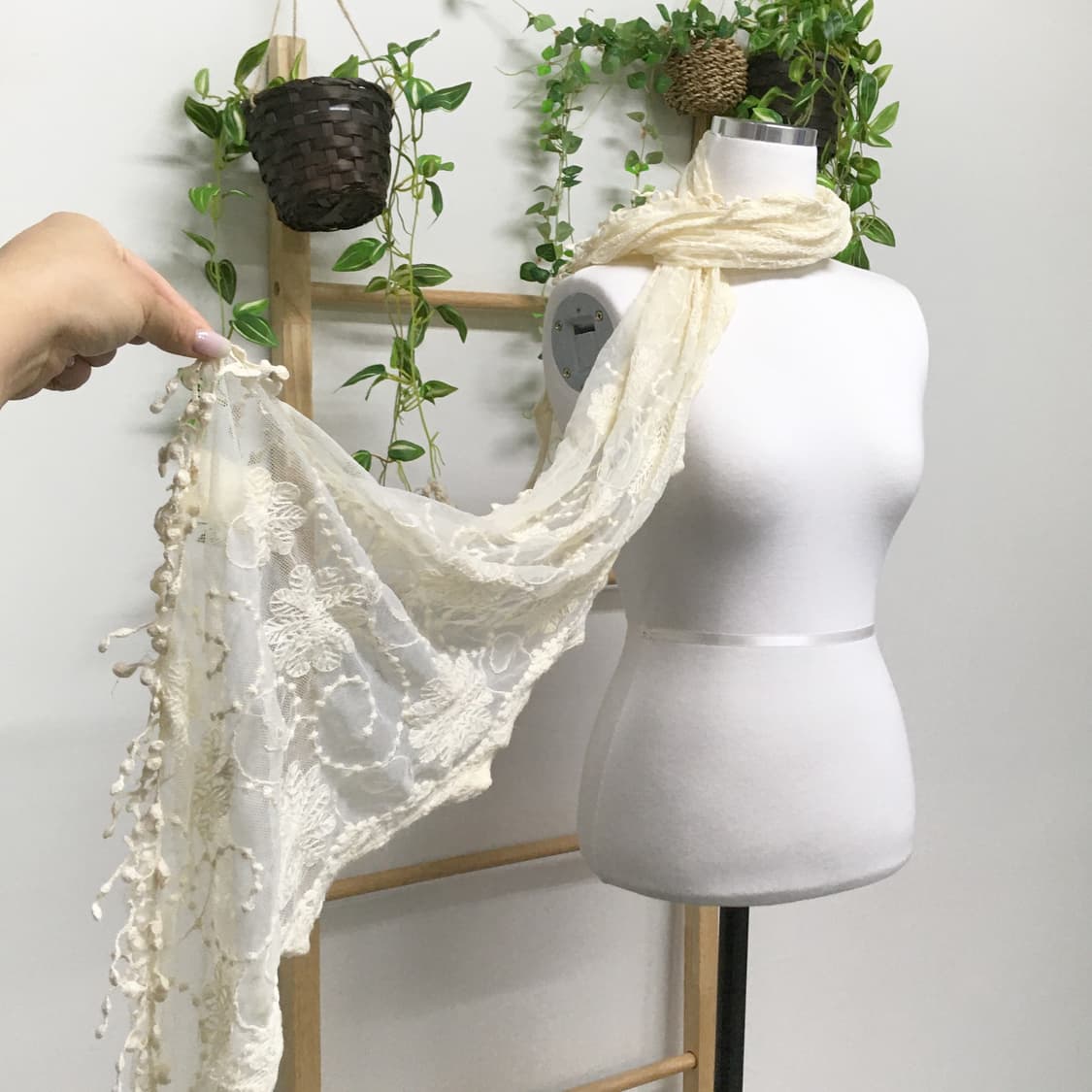 JPN/ 레이스스카프 아이보리스카프 모리걸스카프 모리룩스카프 상품이미지4