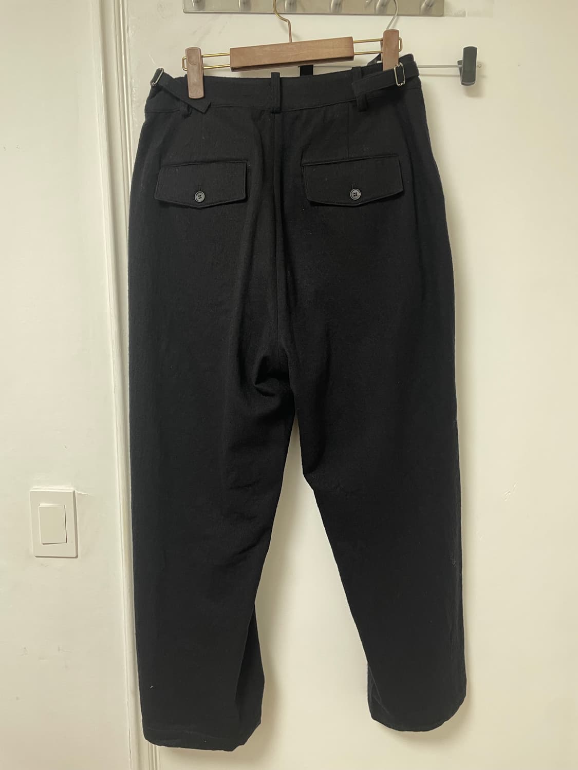 유스 울 코튼 와이드 테이퍼드 축융 팬츠 s 상품이미지2