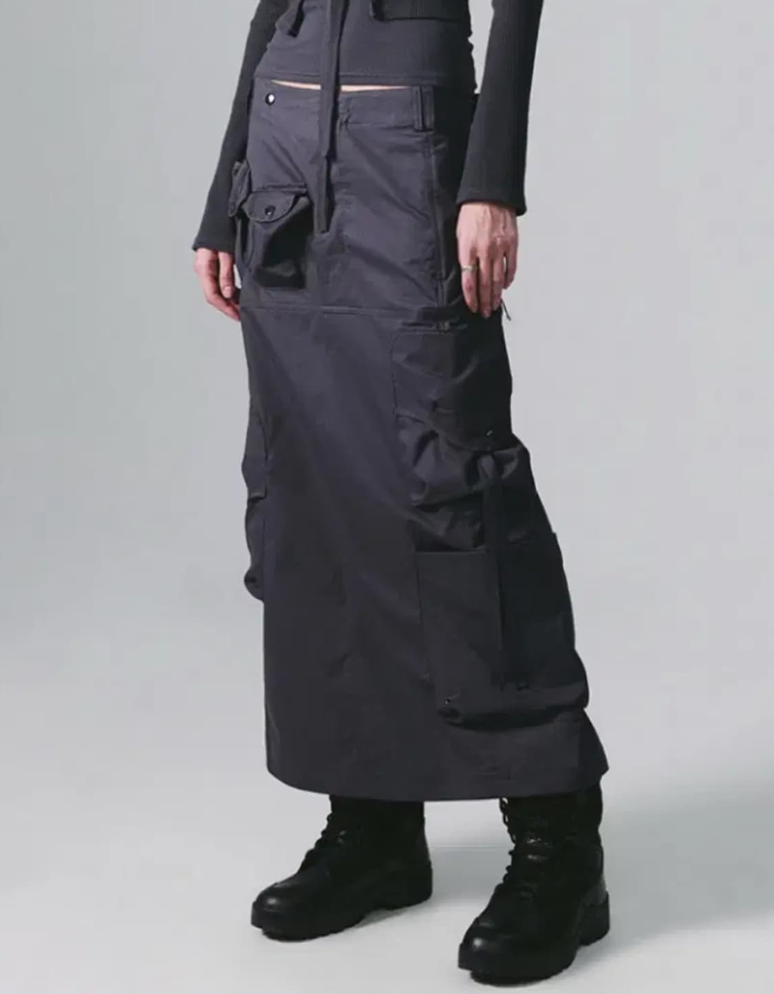 nache 나체 스트랩 카고 맥시 스커트 롱 스커트 차콜 챠콜 상품이미지2