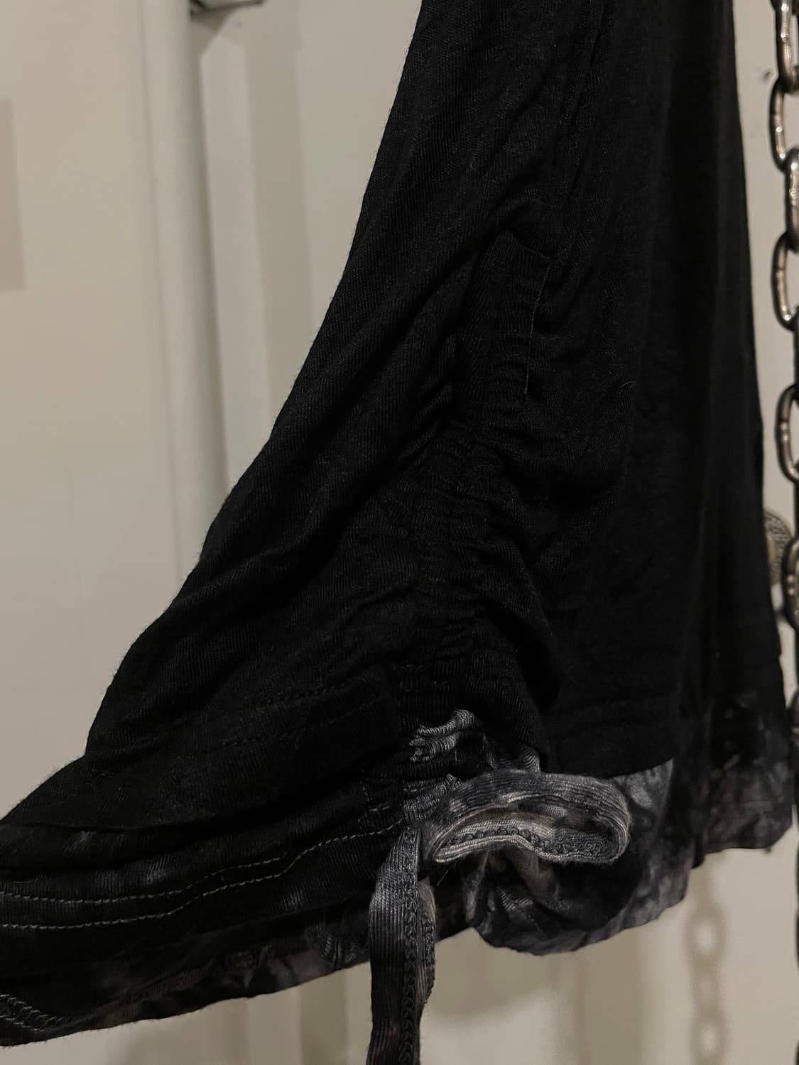 body line 바디라인 나염 레이어드 셔링 리본 블랙 롱슬리브 펑크 상품이미지5