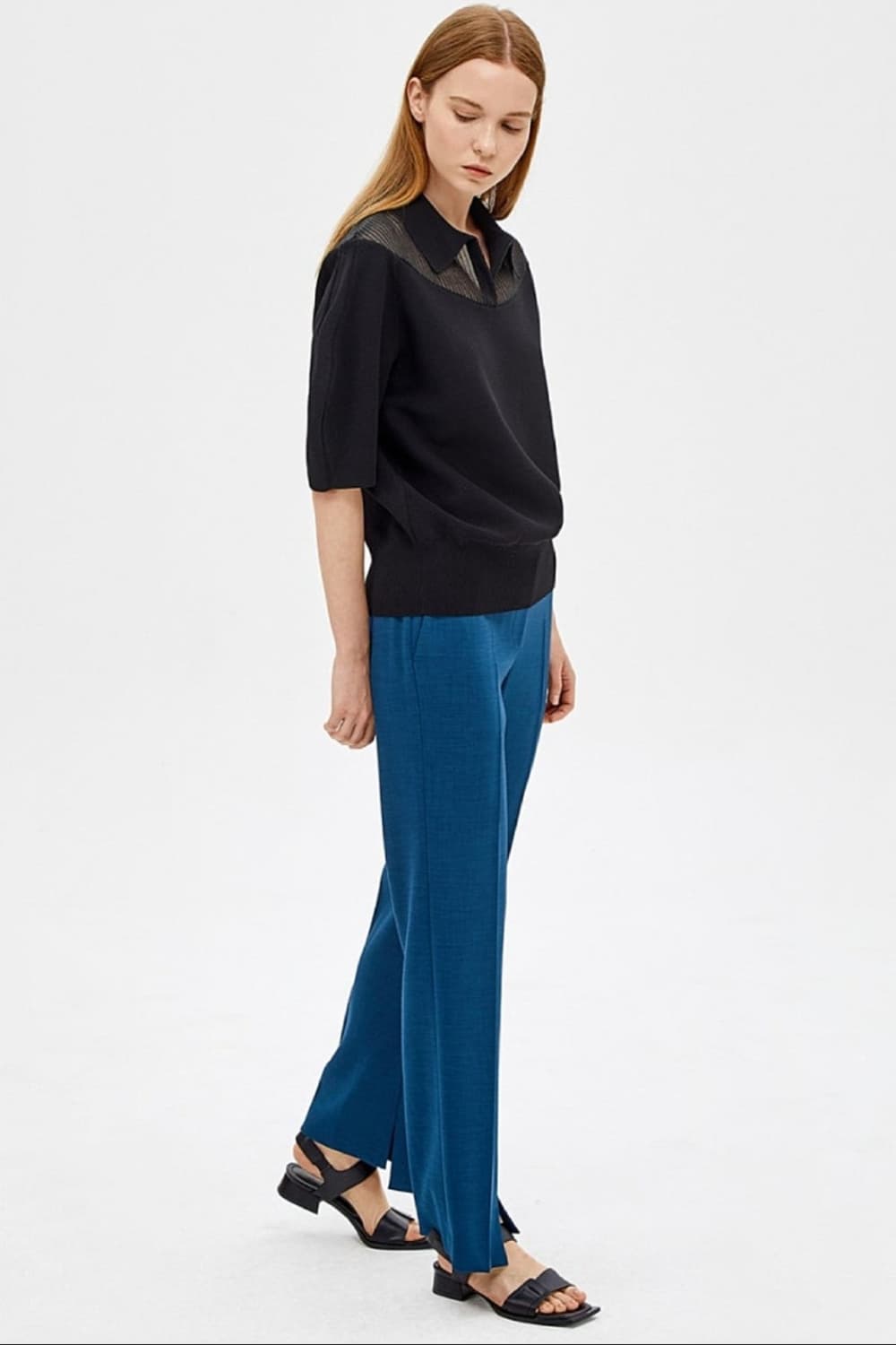 시스템 시스루 블록 니트 탑 프리사이즈 상품이미지5