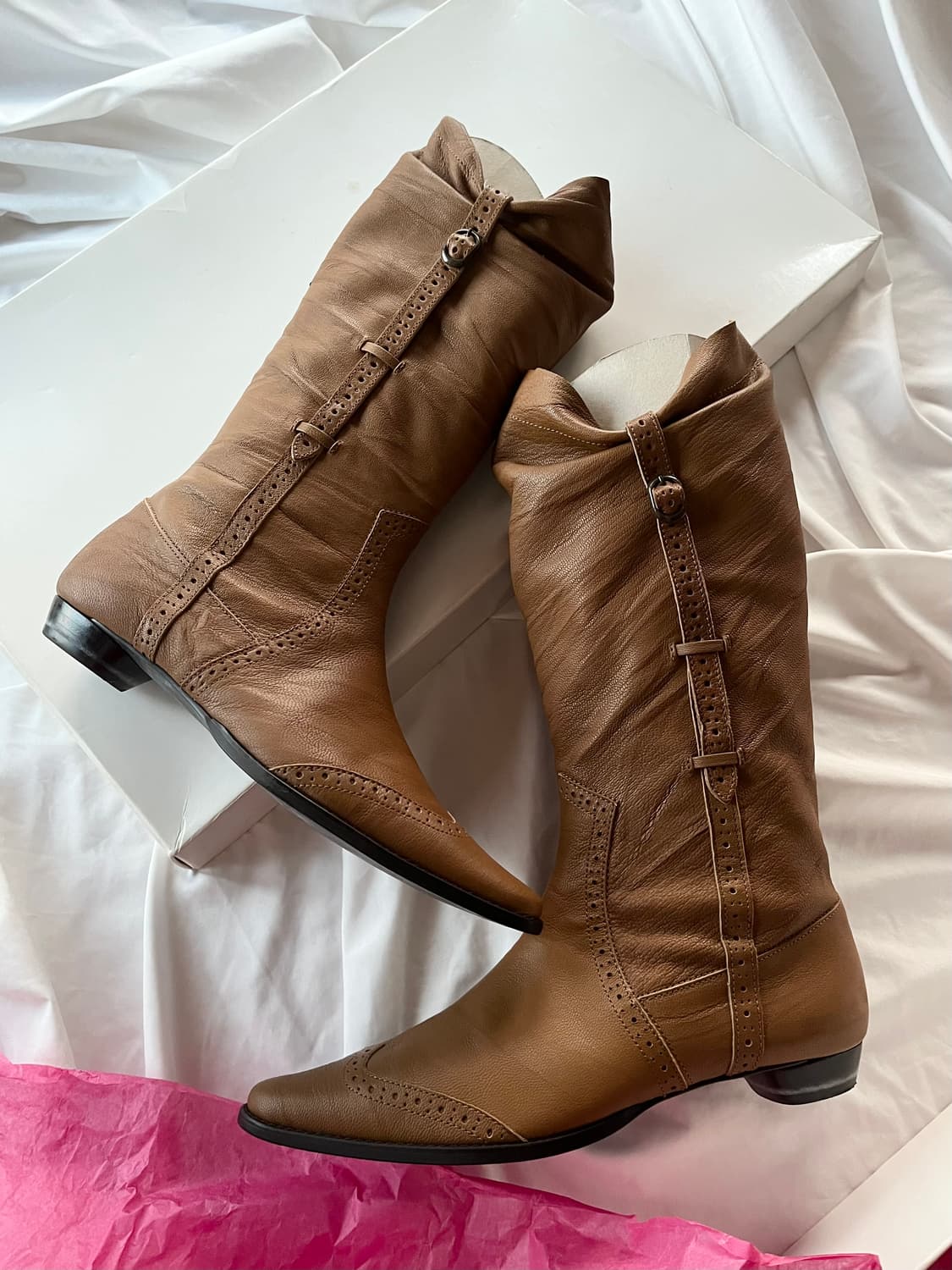 츠모리 치사토 웨스턴 버클 스트랩 소가죽 레더 부츠 상품이미지2