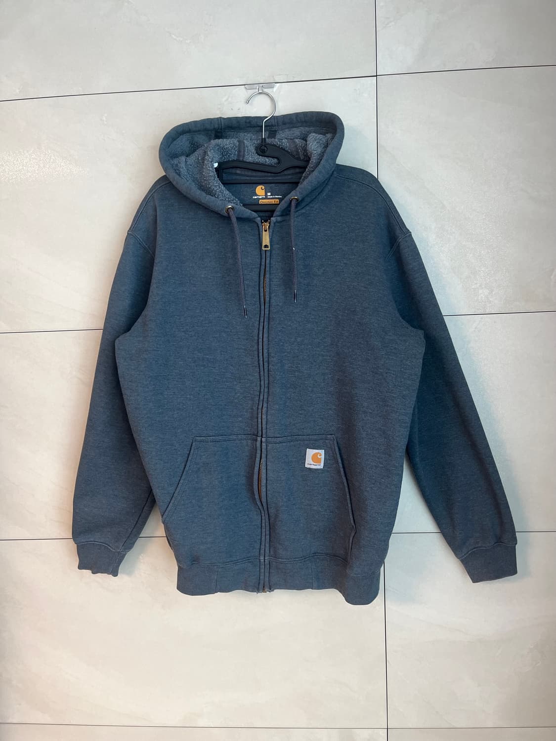 칼하트 오리지널 핏 워시드 네이비 후드집업 (M)  상품이미지3