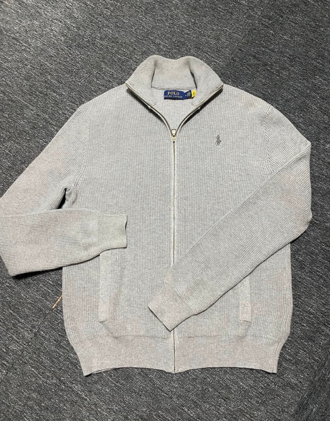 폴로 랄프로렌 최신형 QR택 그레이 스웻 니트 집업 가디건 M 상품이미지1
