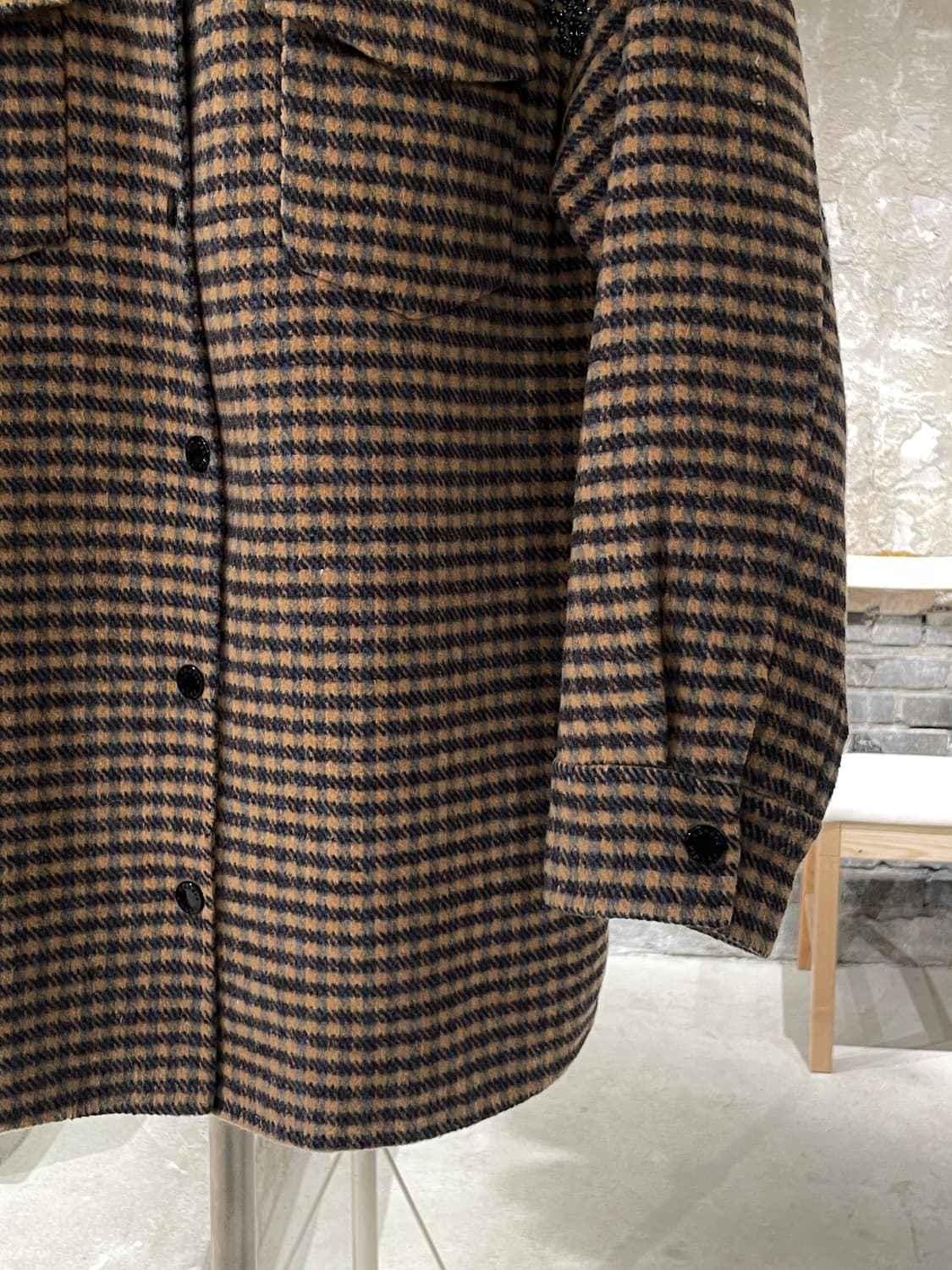 산드로 비즈 체스트 포켓 체크 셔츠 자켓 상품이미지5