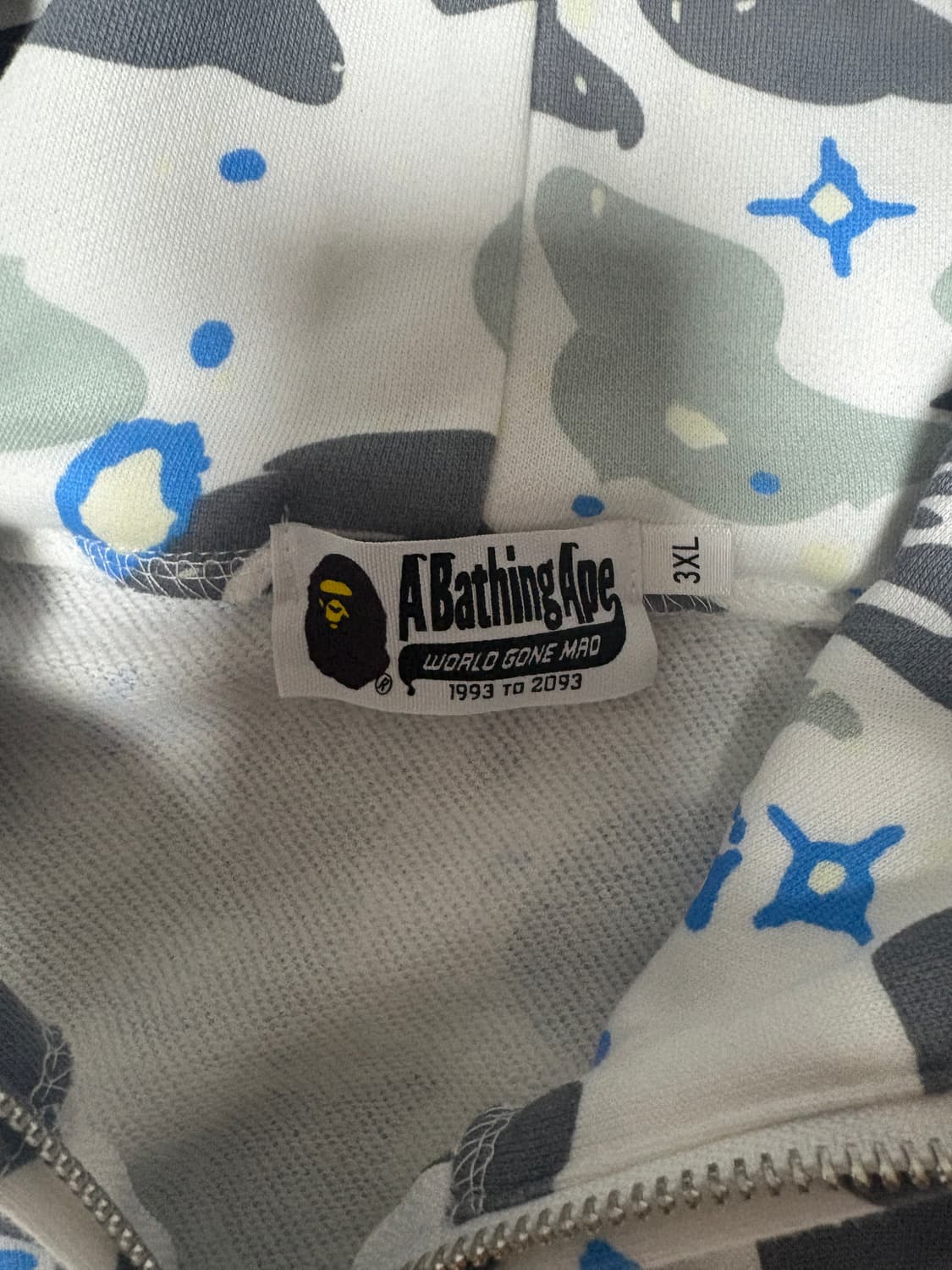 베이프 야광 후드집업 화이트 상품이미지4