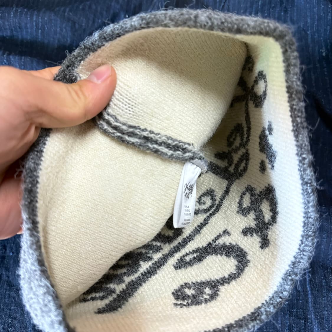 키앙크 알파카 울 블랜드 비니 [아쿠아블루/베이지] 상품이미지3