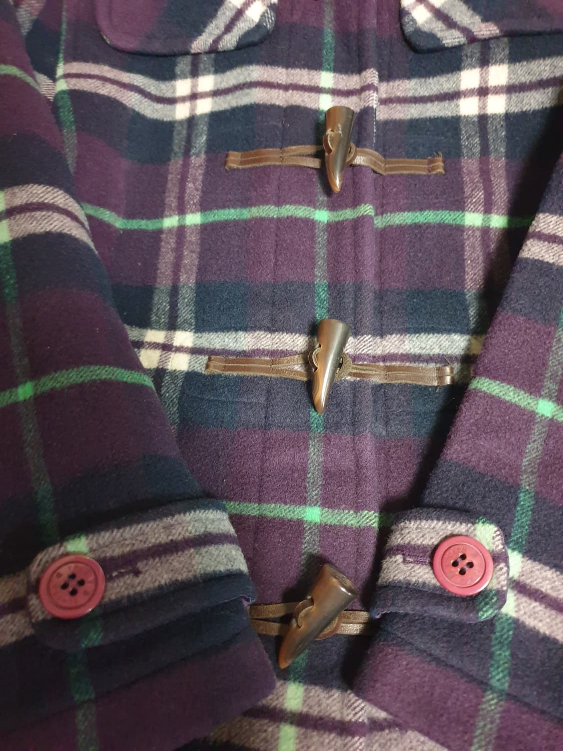 티니위비 빈티지 체크 울 더플코트 퍼플 (M) 상품이미지4