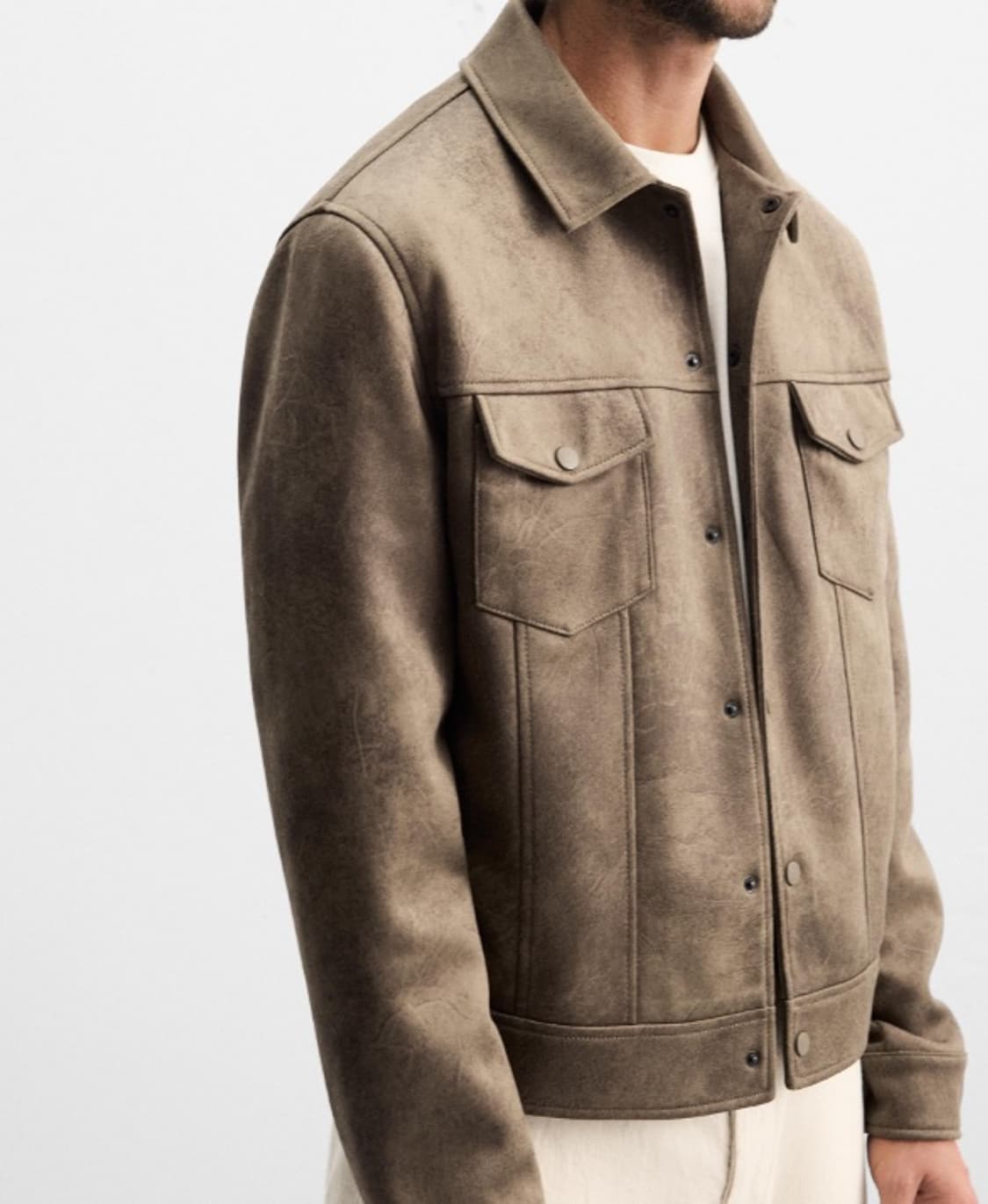 자라 라펠 칼라넥 워싱 에코 스웨이드 자켓 / L 상품이미지6