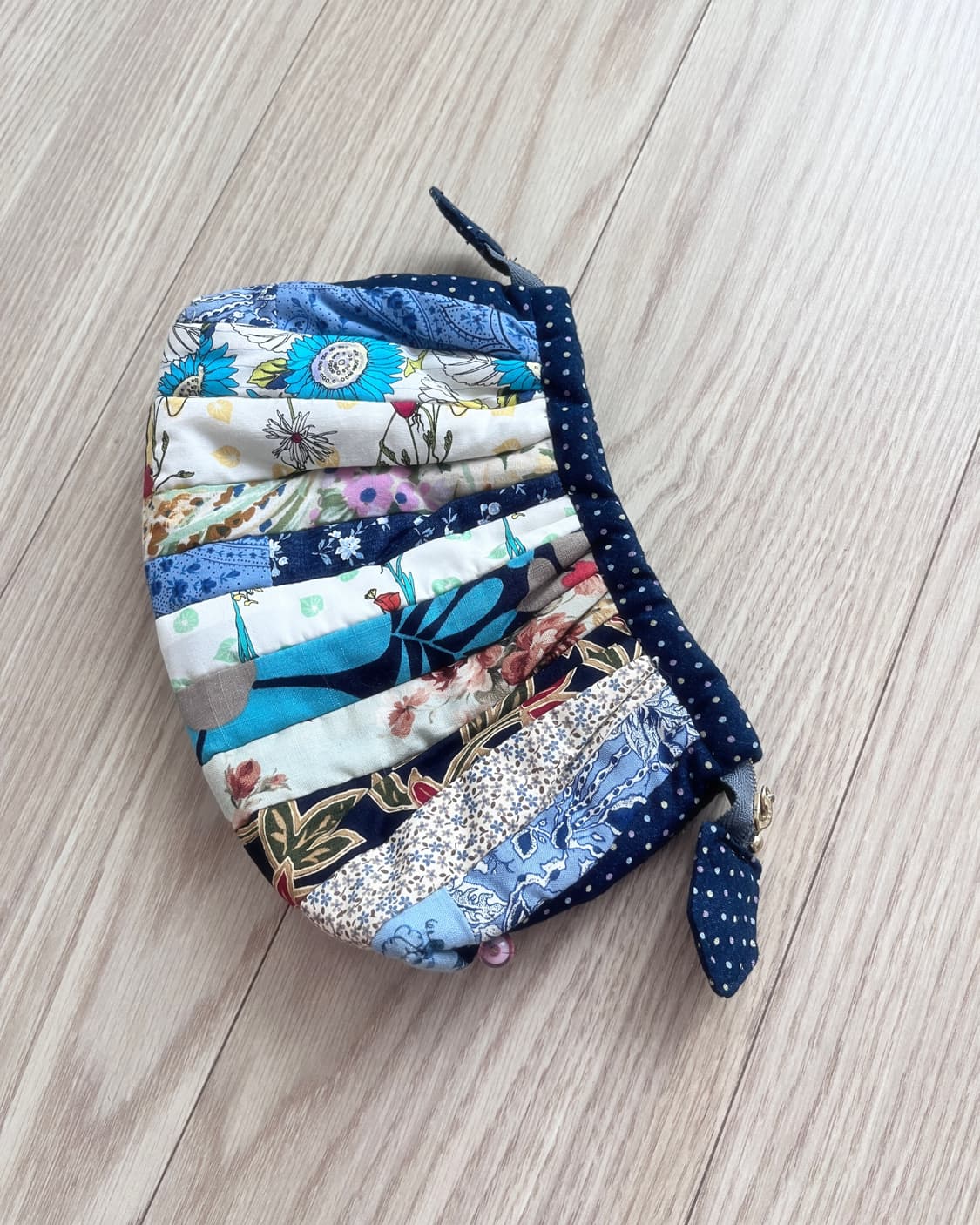 블루 패치워크 도트 파우치 상품이미지3