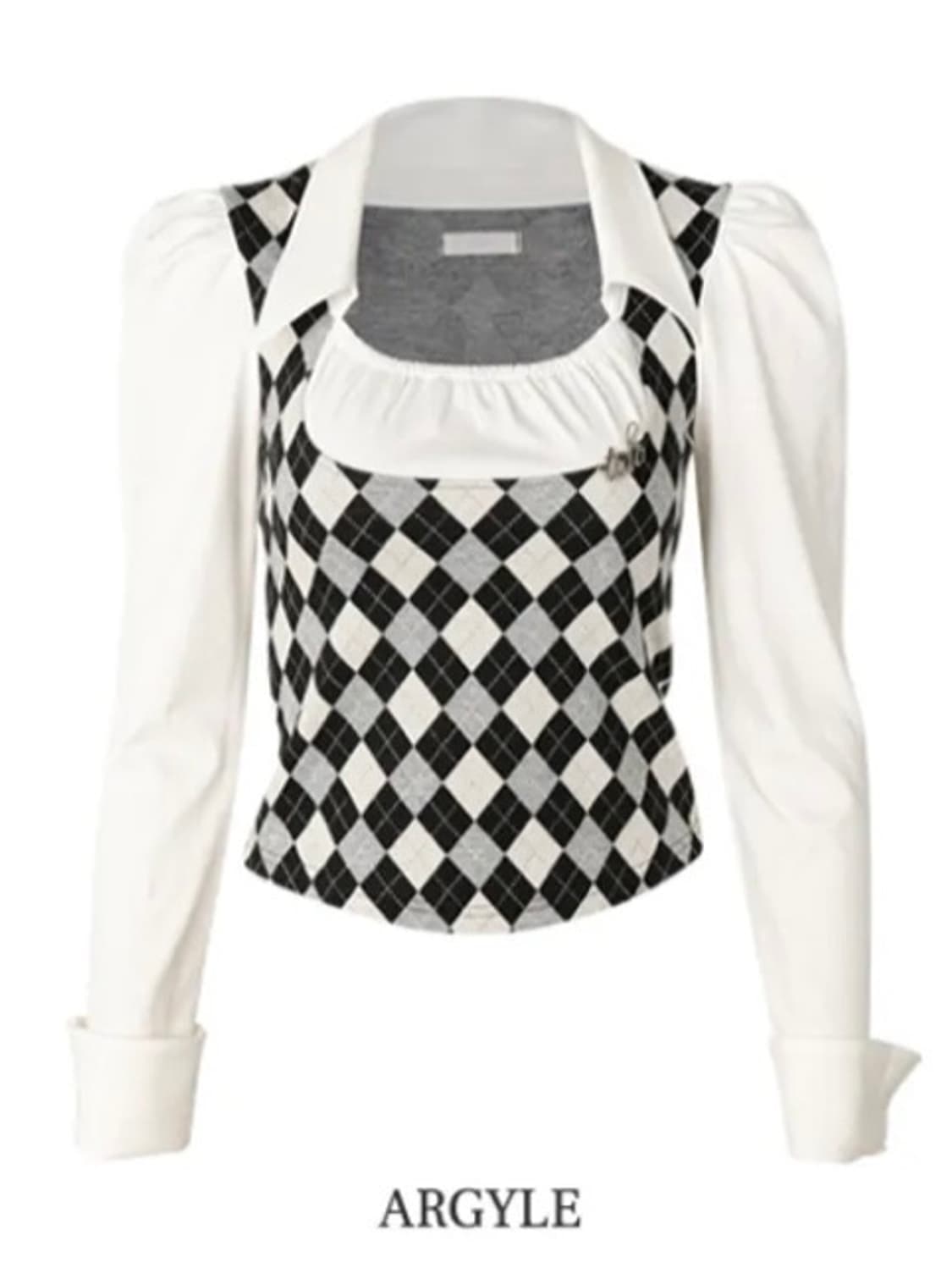 TOH Dolly blouse 티오에이치 돌리 탑 아가일 티셔츠 블라우스 상품이미지1