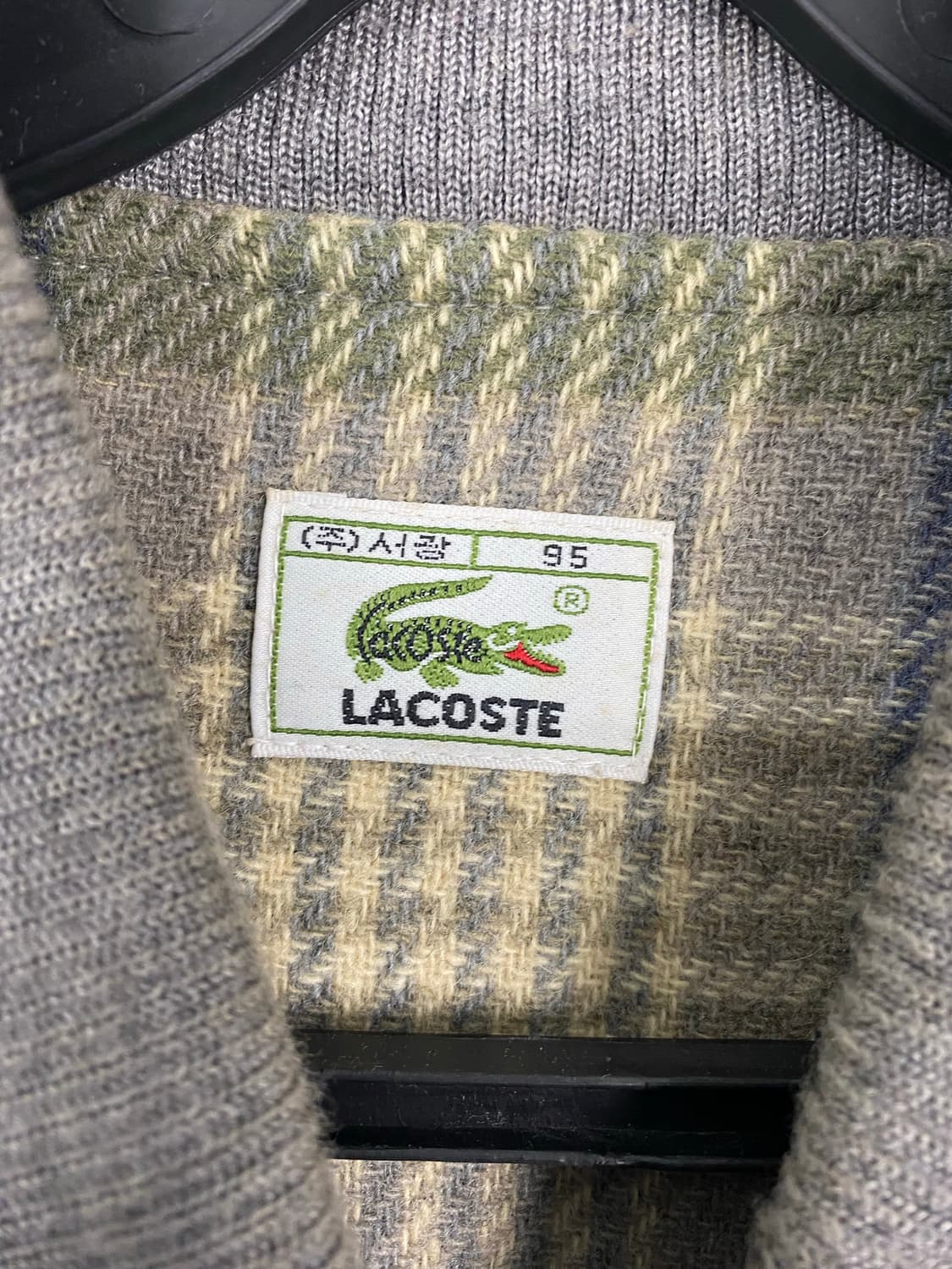 라코스테 빈티지 체크 울 누빔 블루종 자켓 점퍼 M 상품이미지4