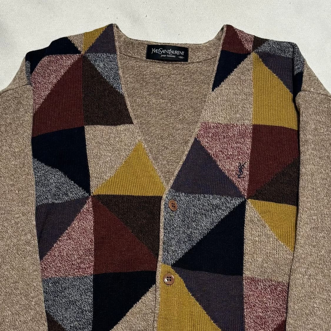 100 입생로랑 체크 패턴 울 가디건 상품이미지1