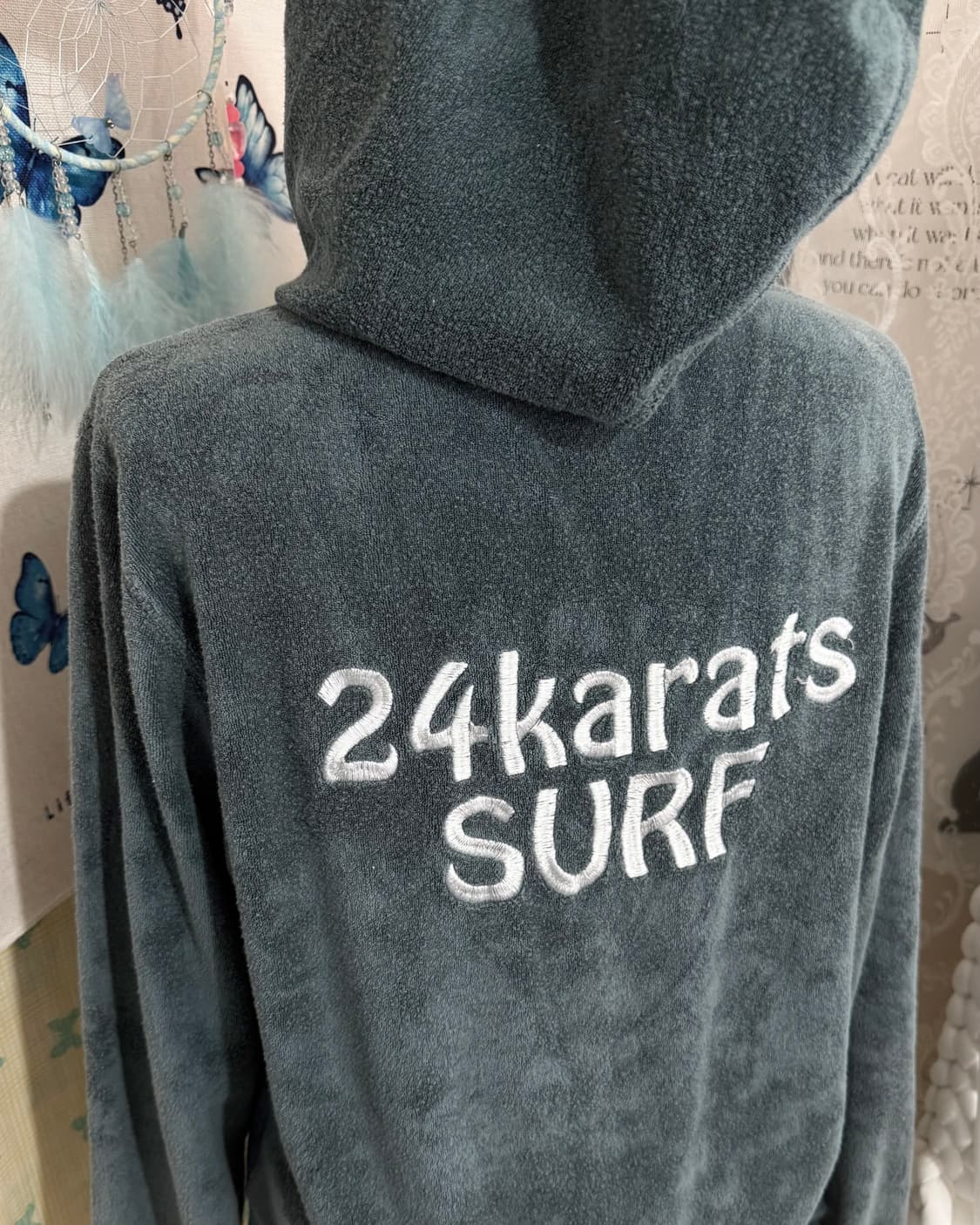 청록 테리 레터링 후드 집업 상품이미지9