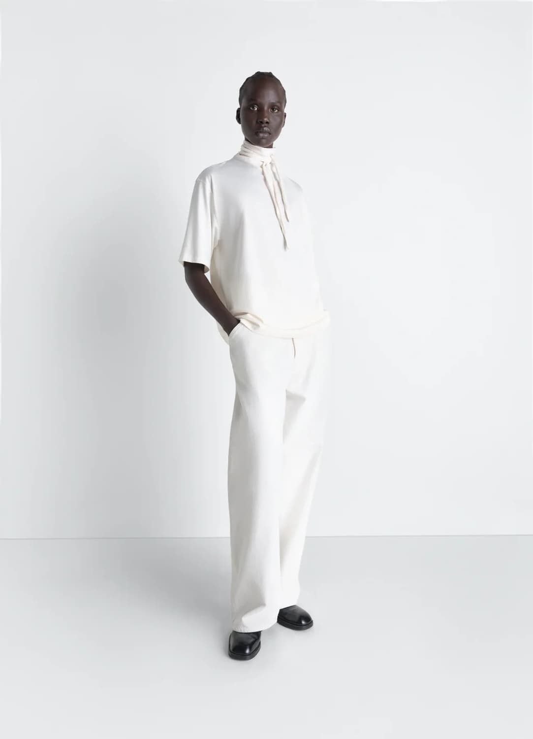 [XS,S,M]르메르 26ss FOULARD 스카프 티셔츠/라이트크림 상품이미지2