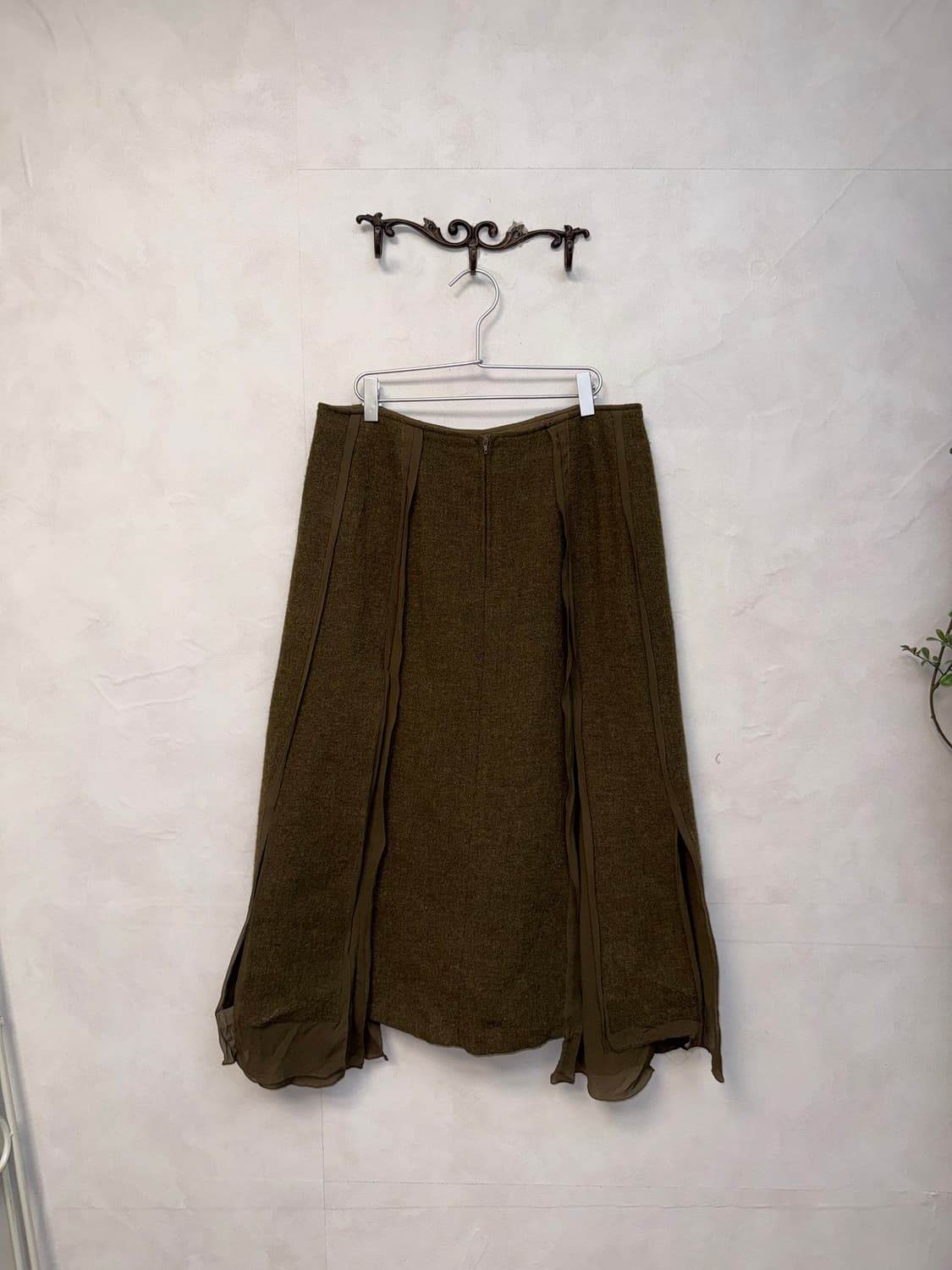 HIROKO KOSHINO khaki wool slit setup 상품이미지8