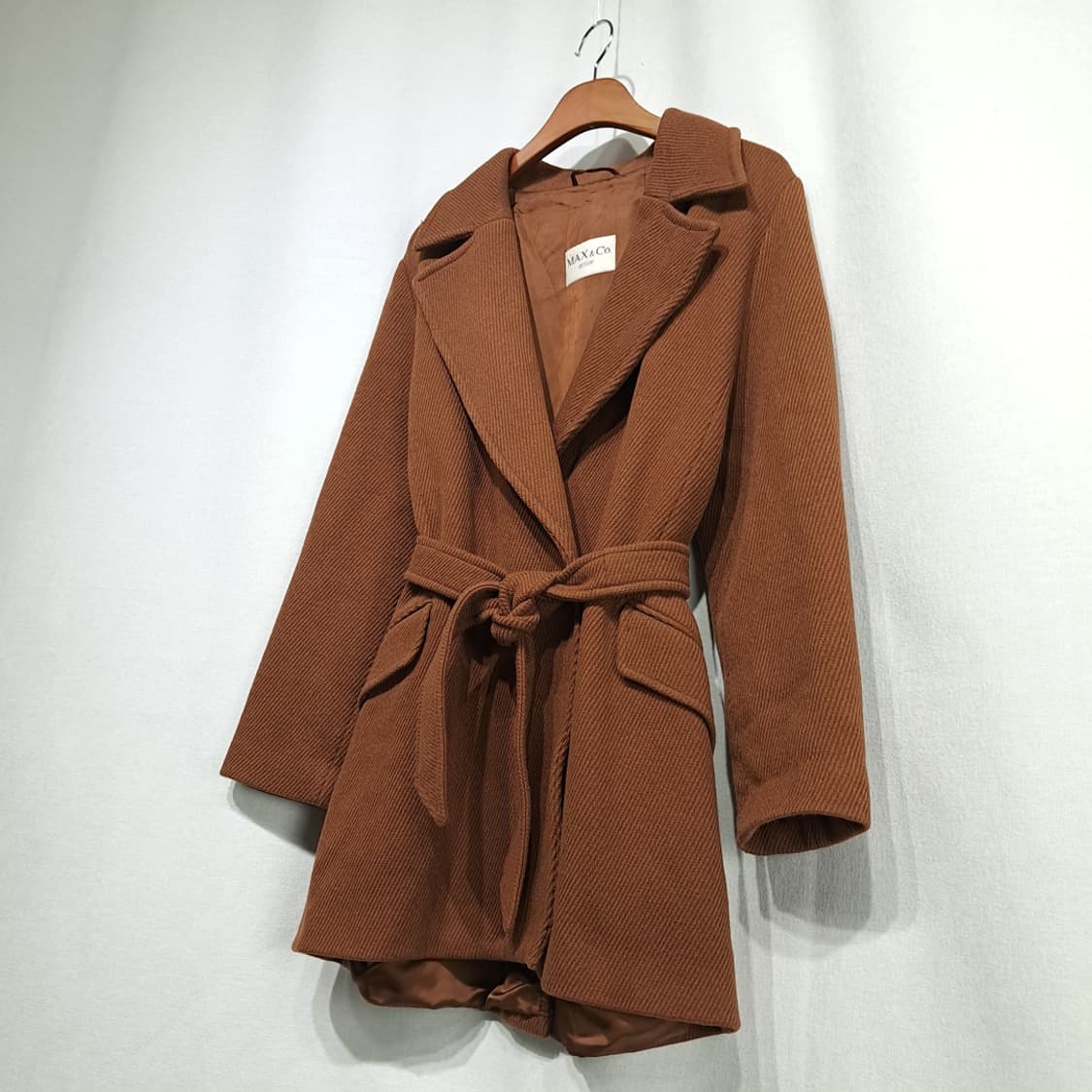CN982W L 막스앤코 브라운 울 벨티드 코트 상품이미지10