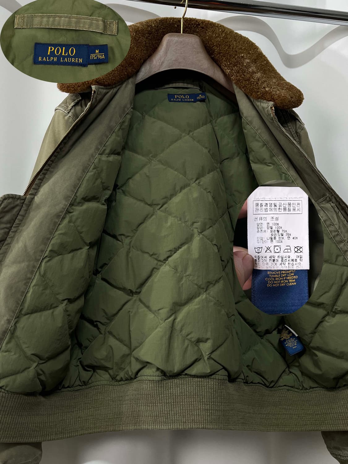 폴로 랄프로렌 b-10 올리브 시어링 플라이트 봄버 다운 자켓 상품이미지3