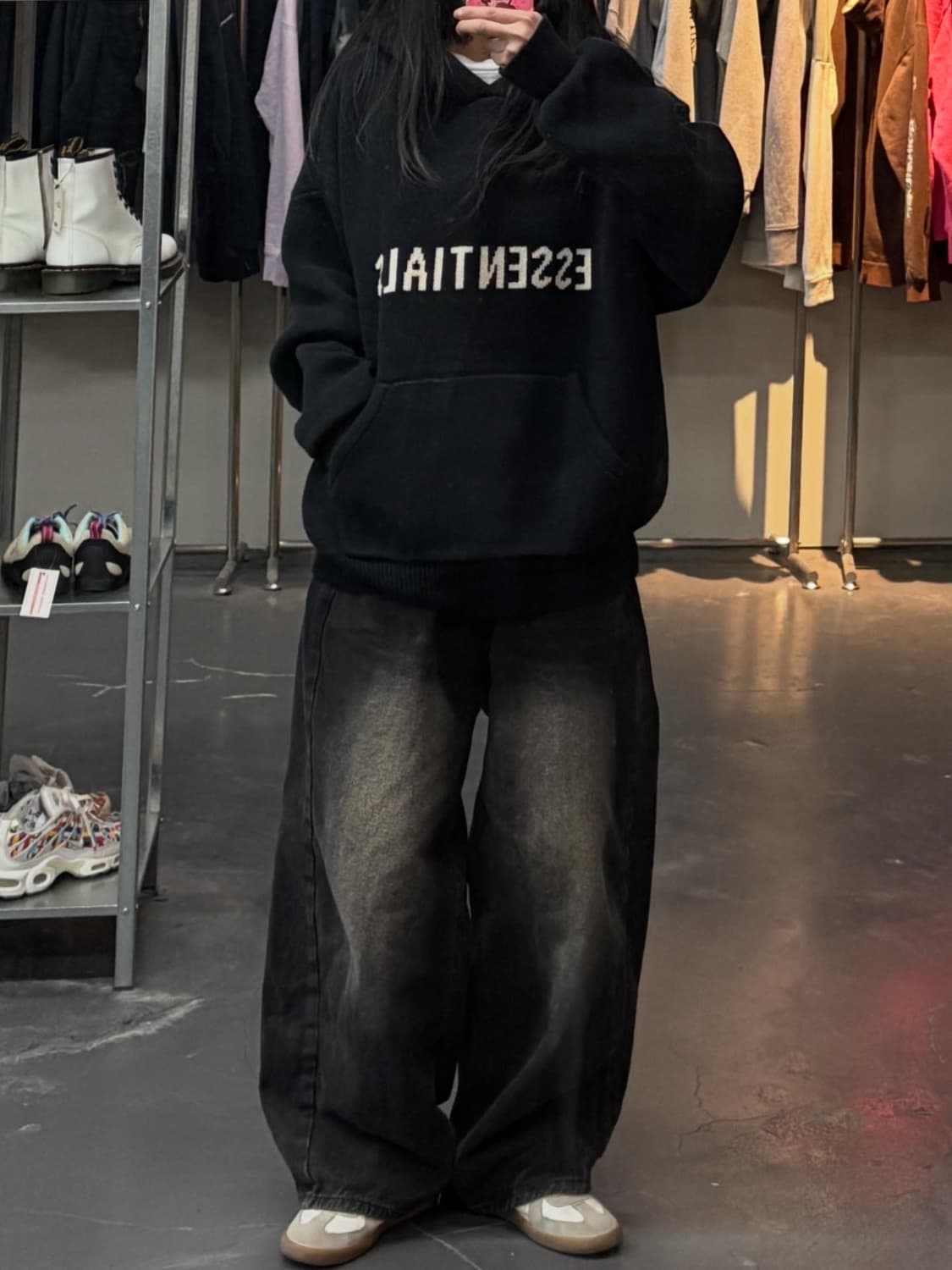 피어오브갓 에센셜 20FW 니트후드 블랙 A3482 상품이미지1